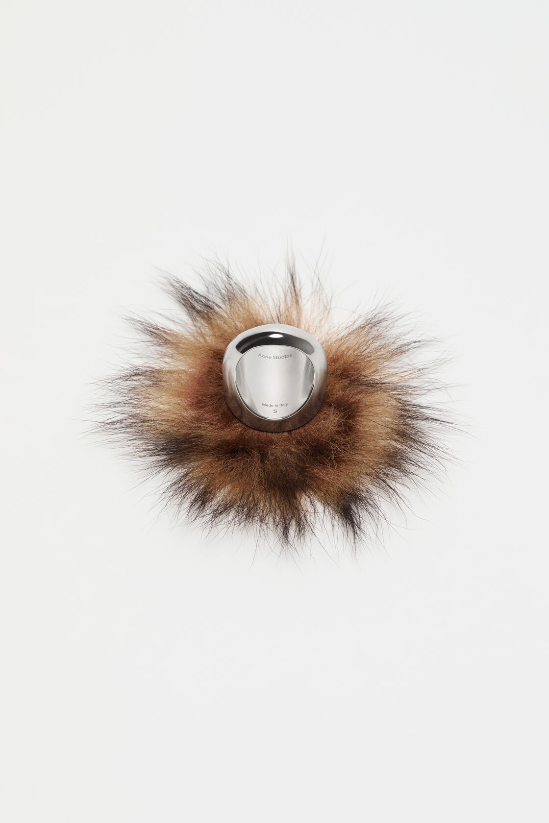 Fur-covered ring, Silver/Brown, 2000x