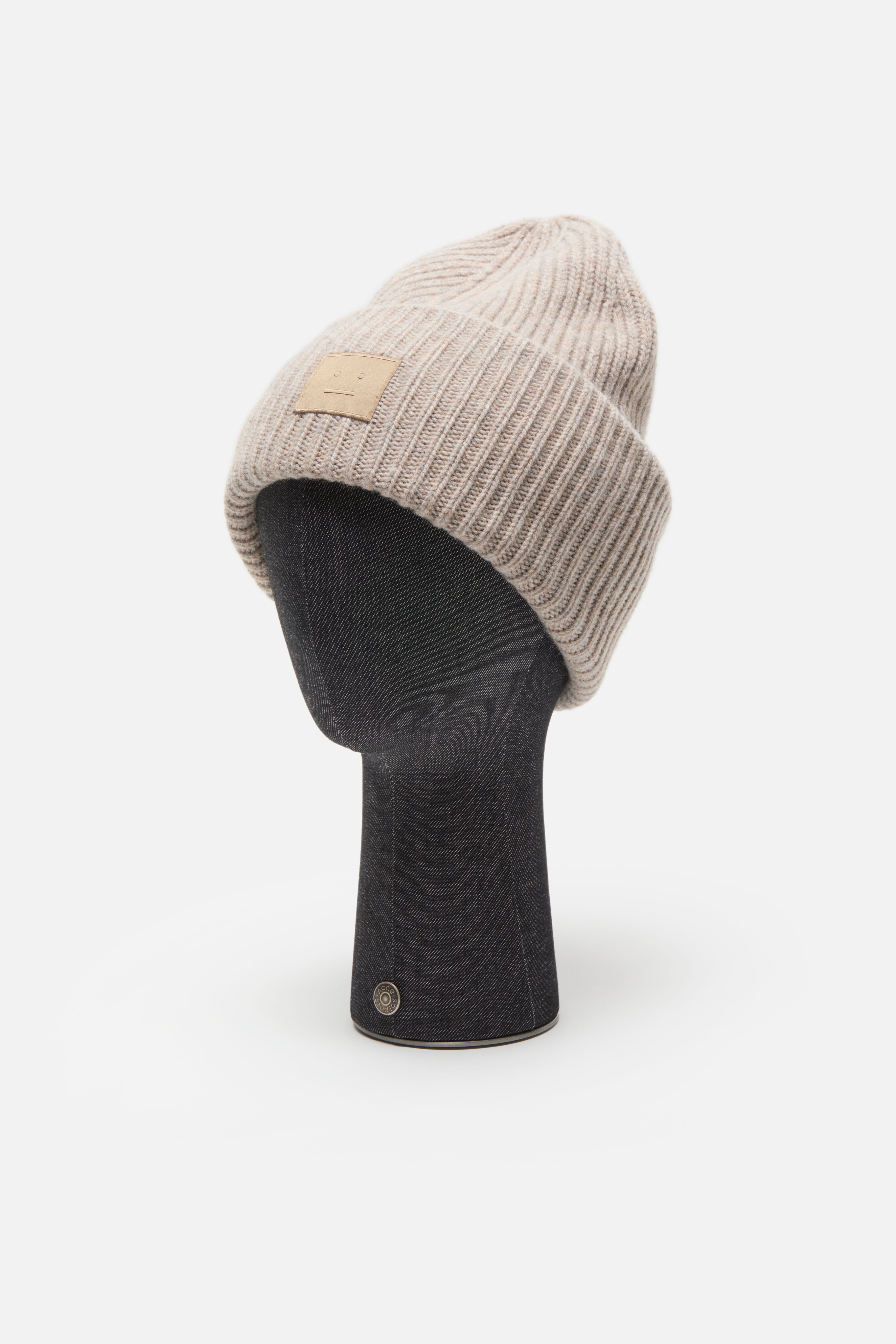 Acne Studios - Large face logo beanie - Yak - Greige melange