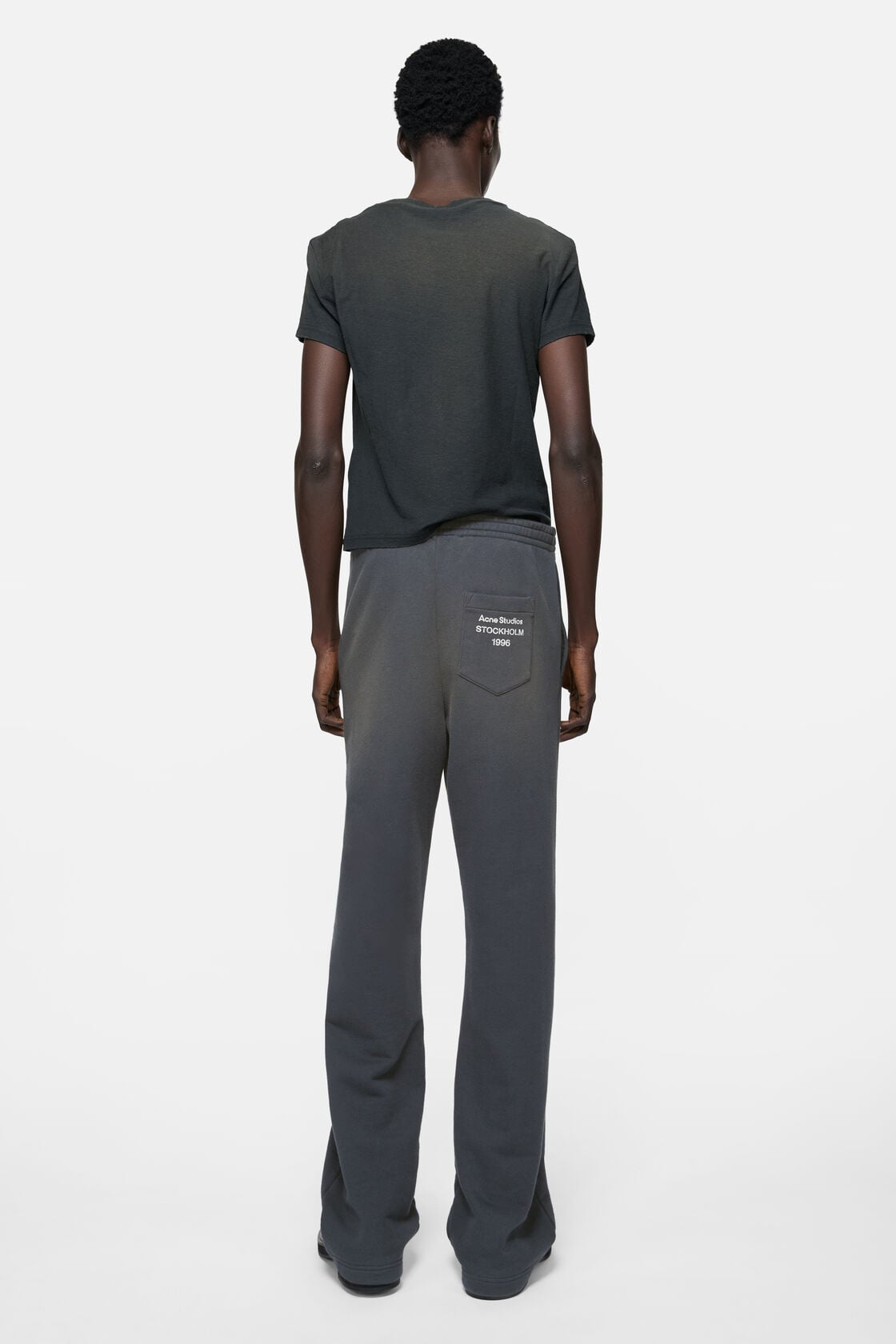 Fleece trousers with stamp logo, Faded black, 2000x