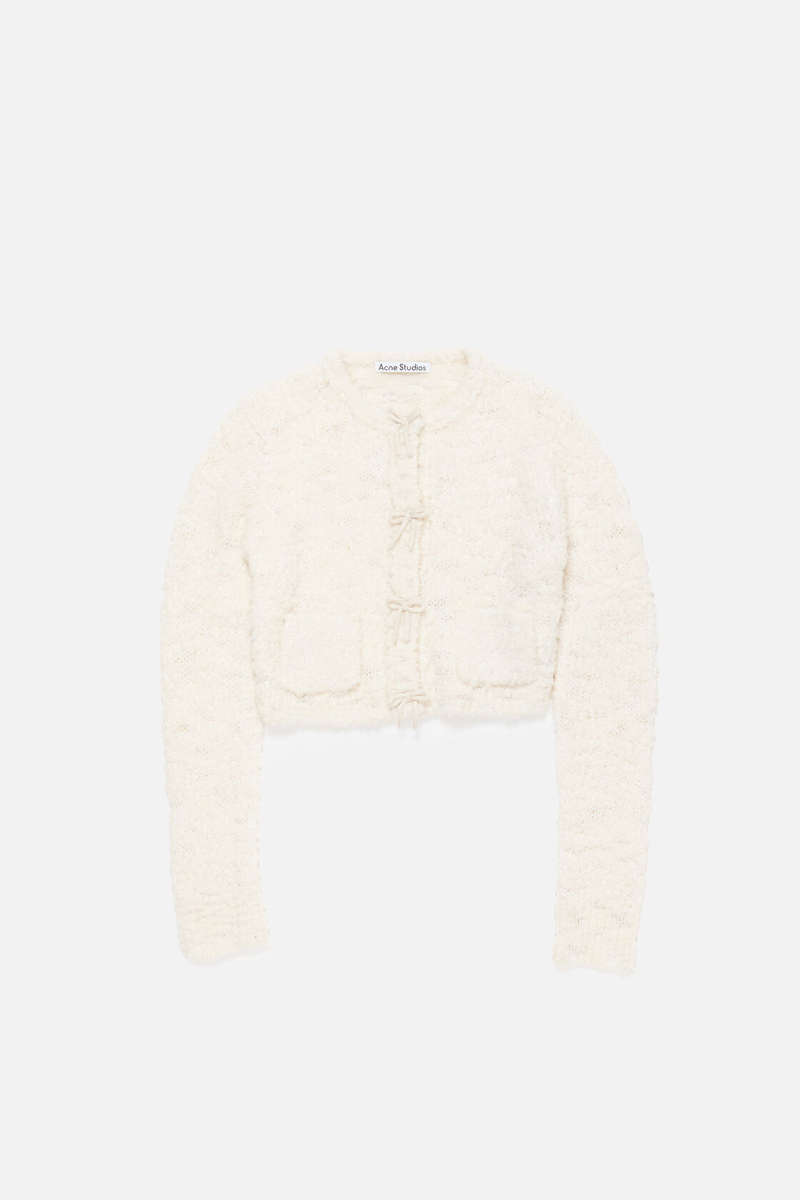Bow wool cardigan, White, 2000x