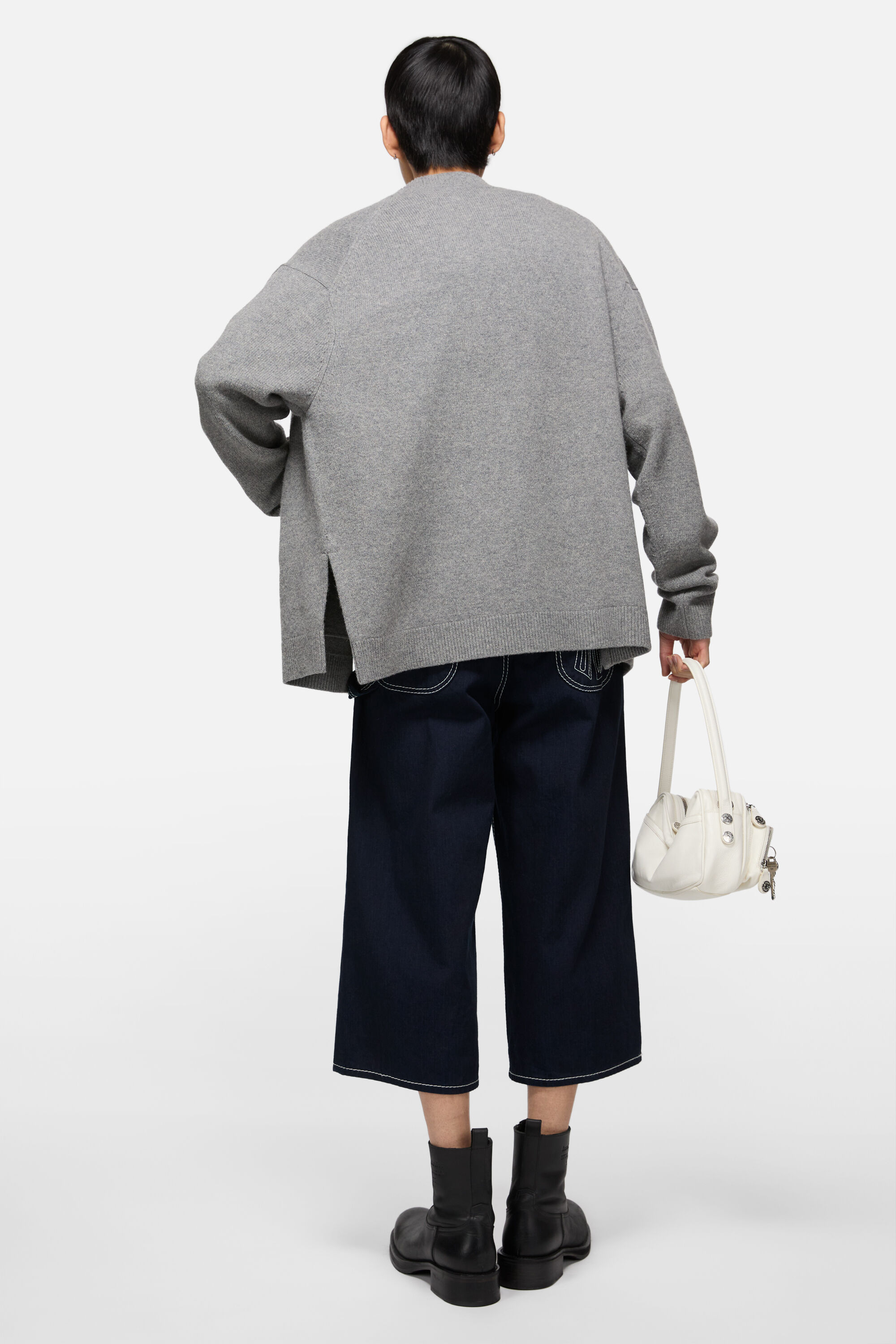 Acne Studios - ウールVネックカーディガン - ダークグレーメランジ Acne Studios - ウールVネックカーディガン - ダークグレーメランジ