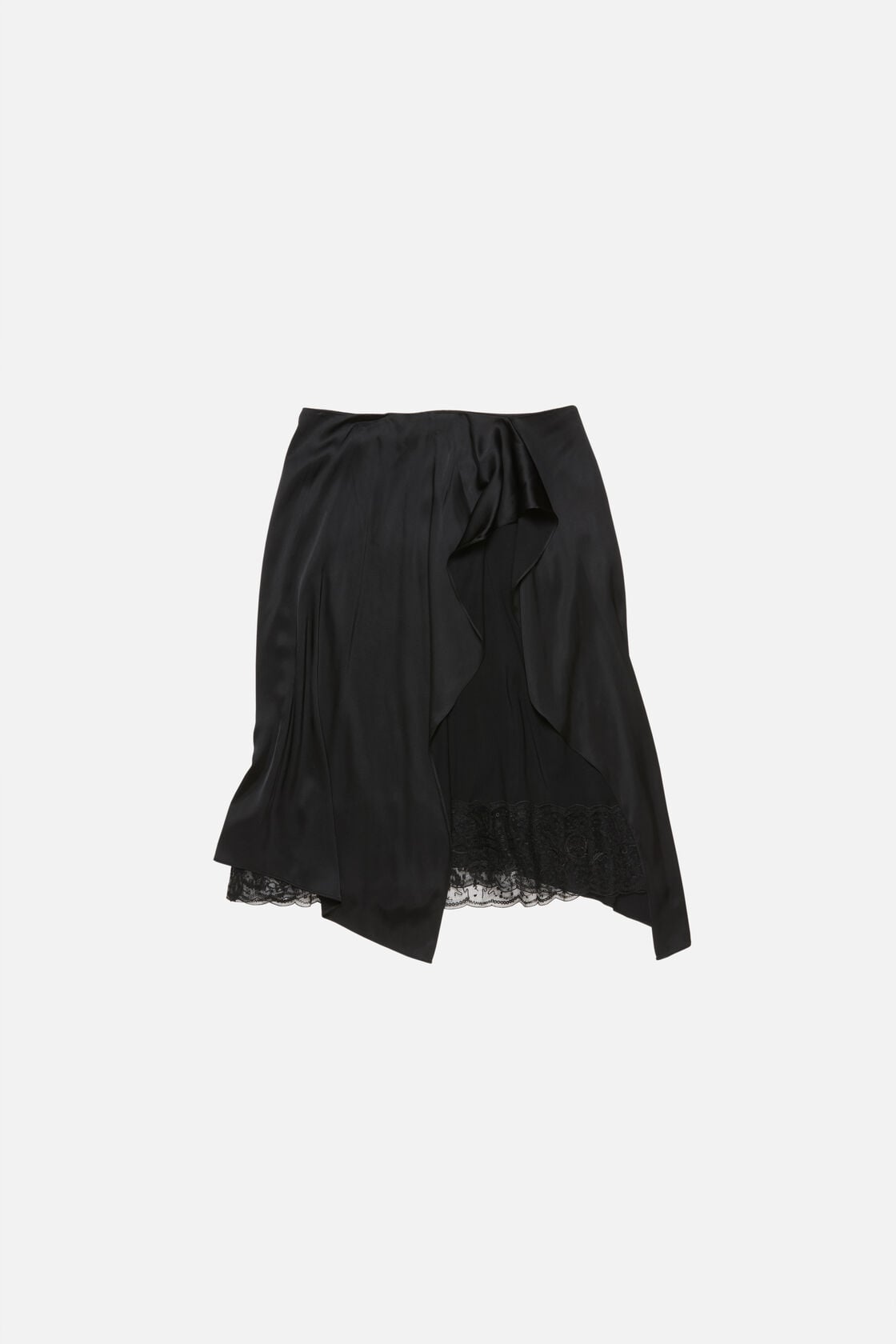 Satin ruffle skirt, Black, 2000x