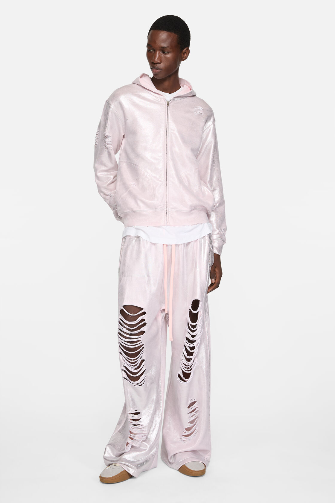 Hooded zipper sweater, Pearl pink, 2000x