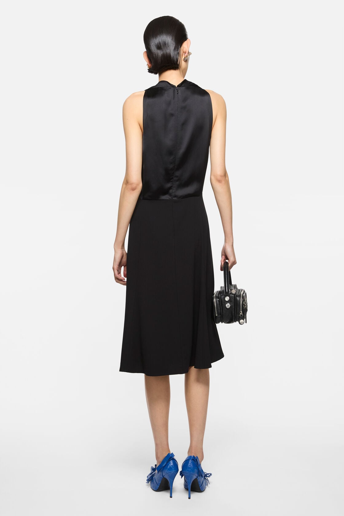 Satin midi dress, Black, 2000x