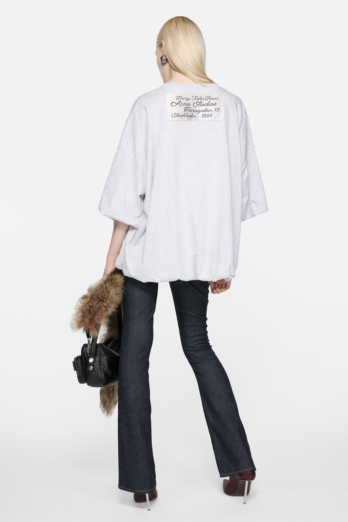 Gathered logo t-shirt, Grey Melange, 2000x