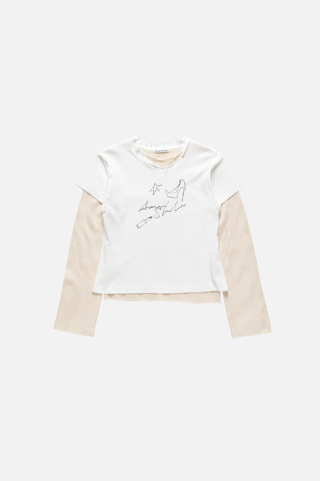 Layered mesh t-shirt, Off white, 2000x