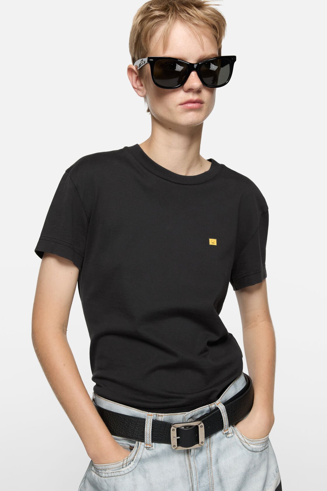 Face logo t-shirt - fitted, Faded black, 2000x