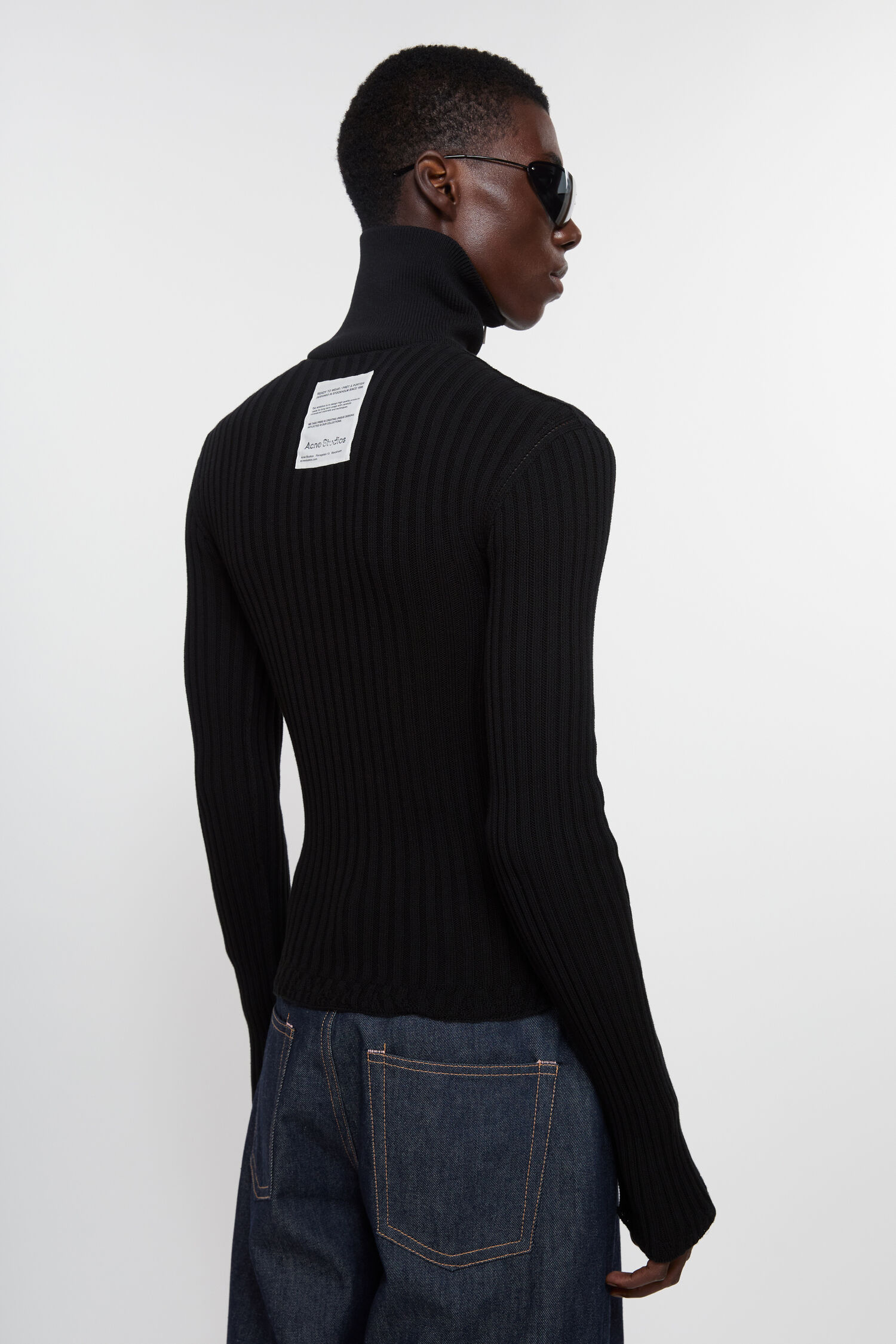 Rib Knit Turtleneck Top Acne Studios Black Turtleneck Sheer Rib