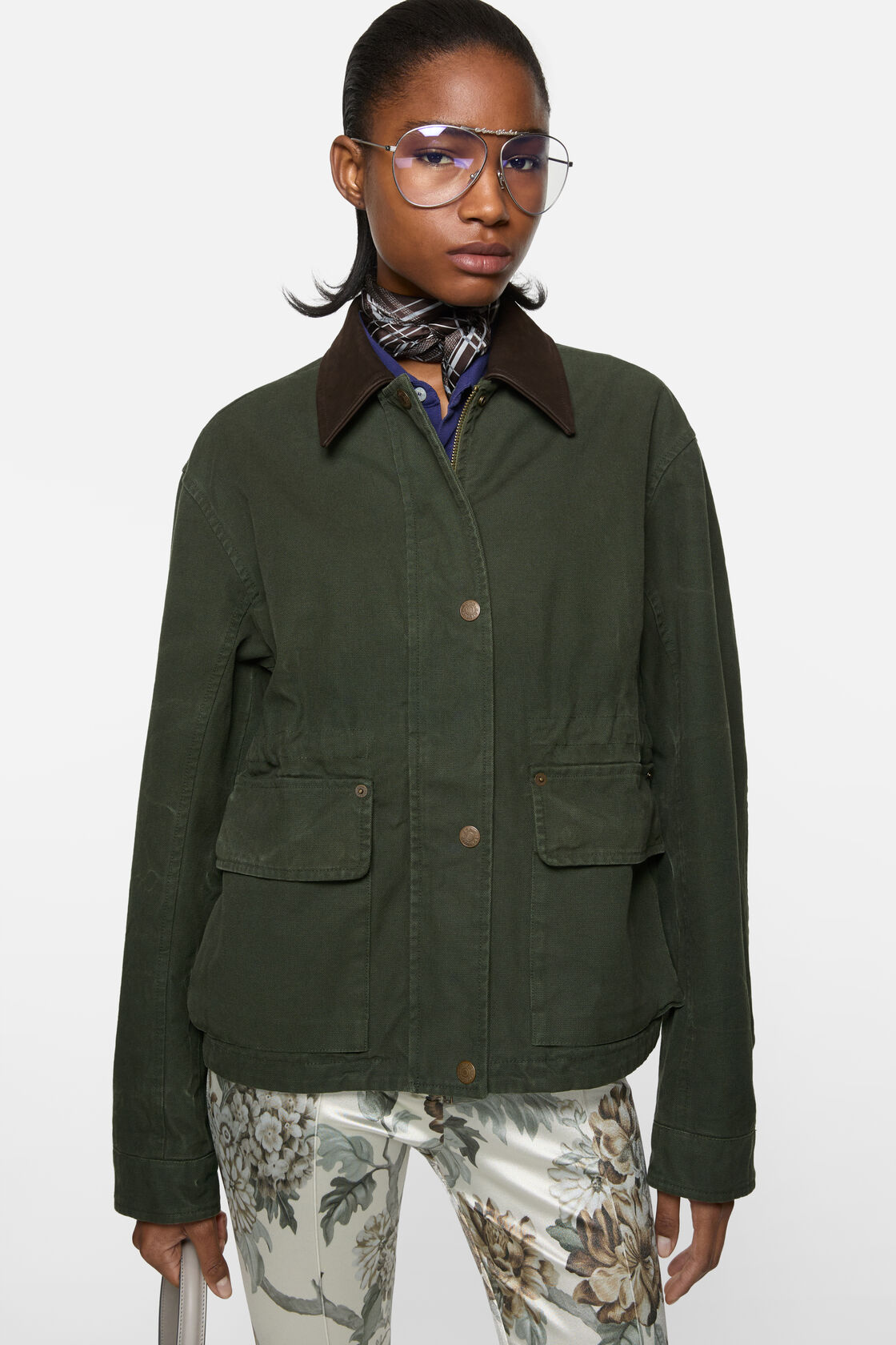 Washed canvas blouson jacket, Dark green, 2000x