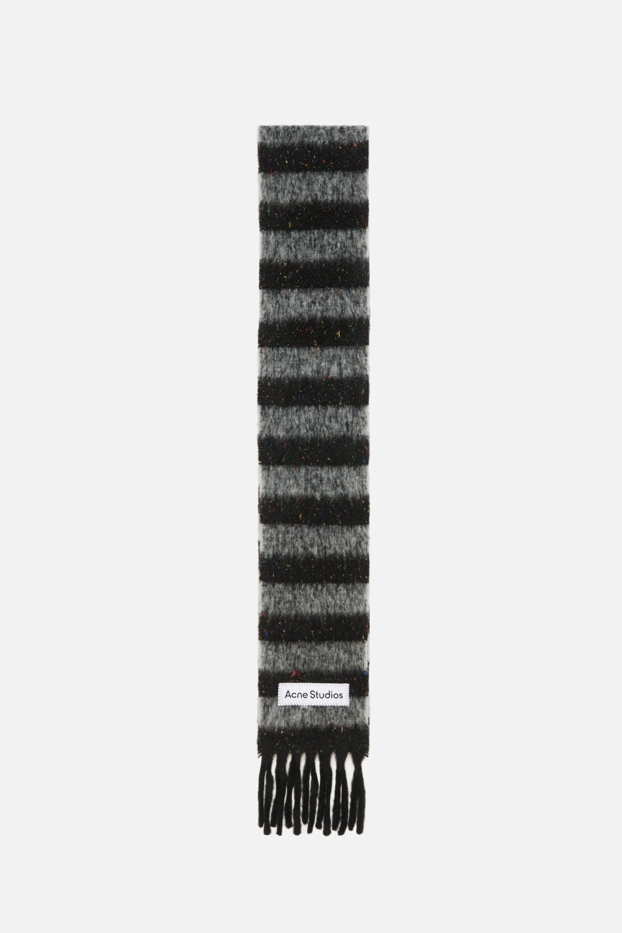 Acne Studios - Fringed wool scarf - skinny - Black/grey