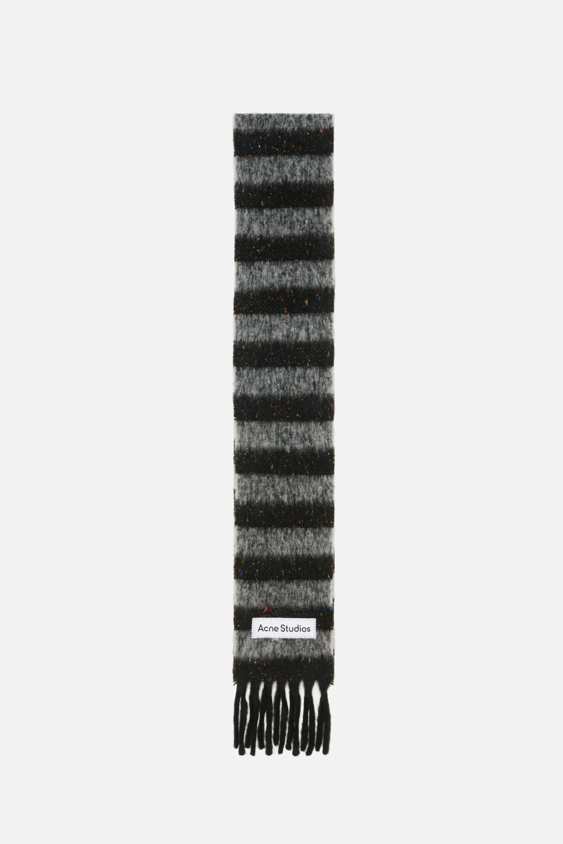 Fringed wool scarf - skinny, Black/grey, 2000x