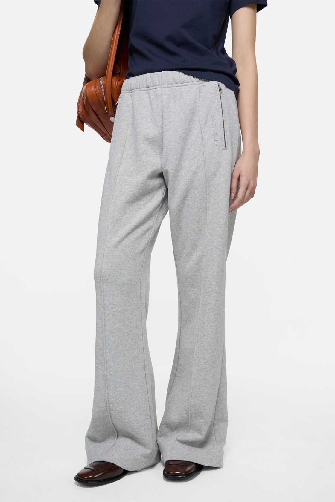 Fleece trousers with logo, Grey Melange, 2000x