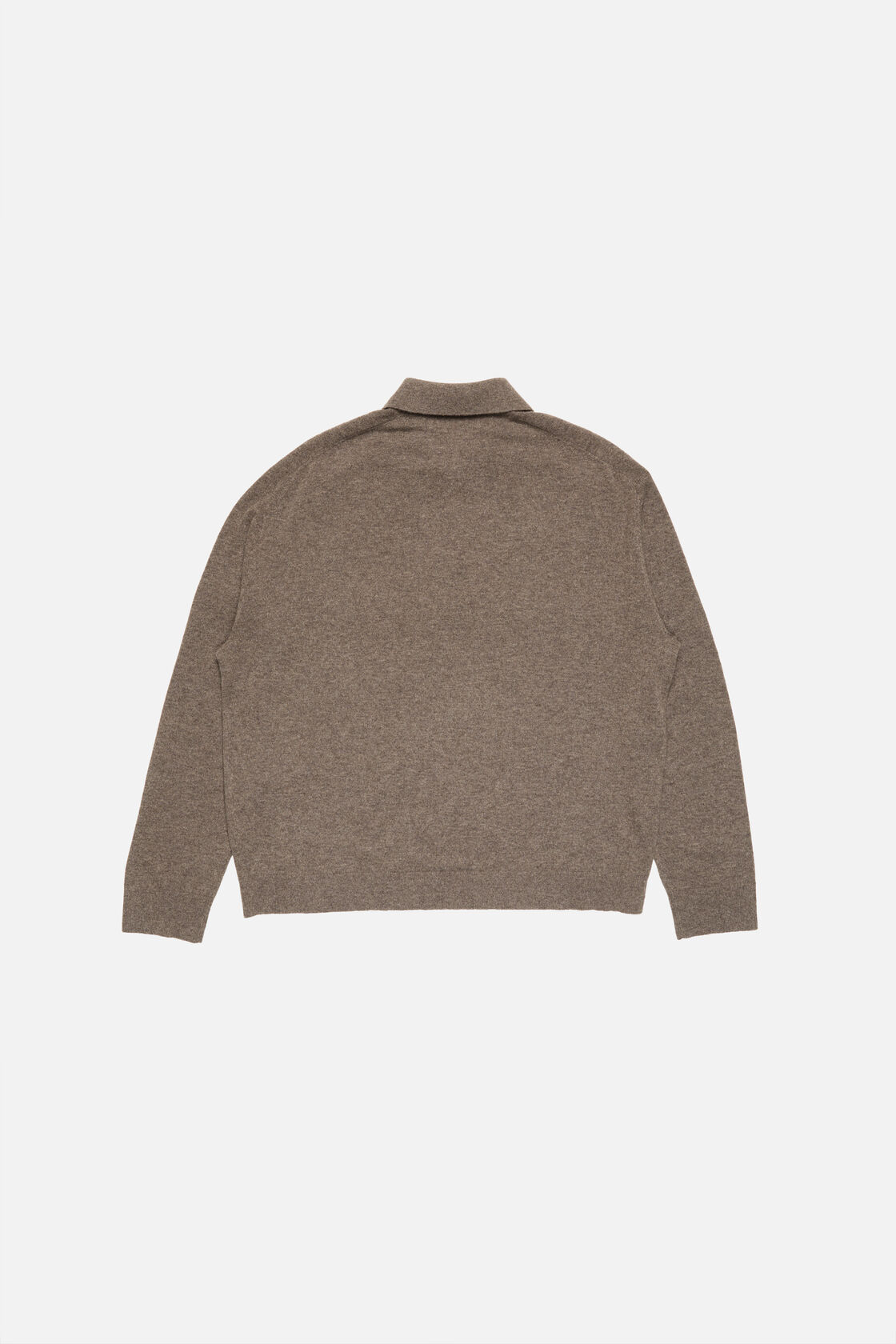 Wool knit polo, Brown melange, 2000x