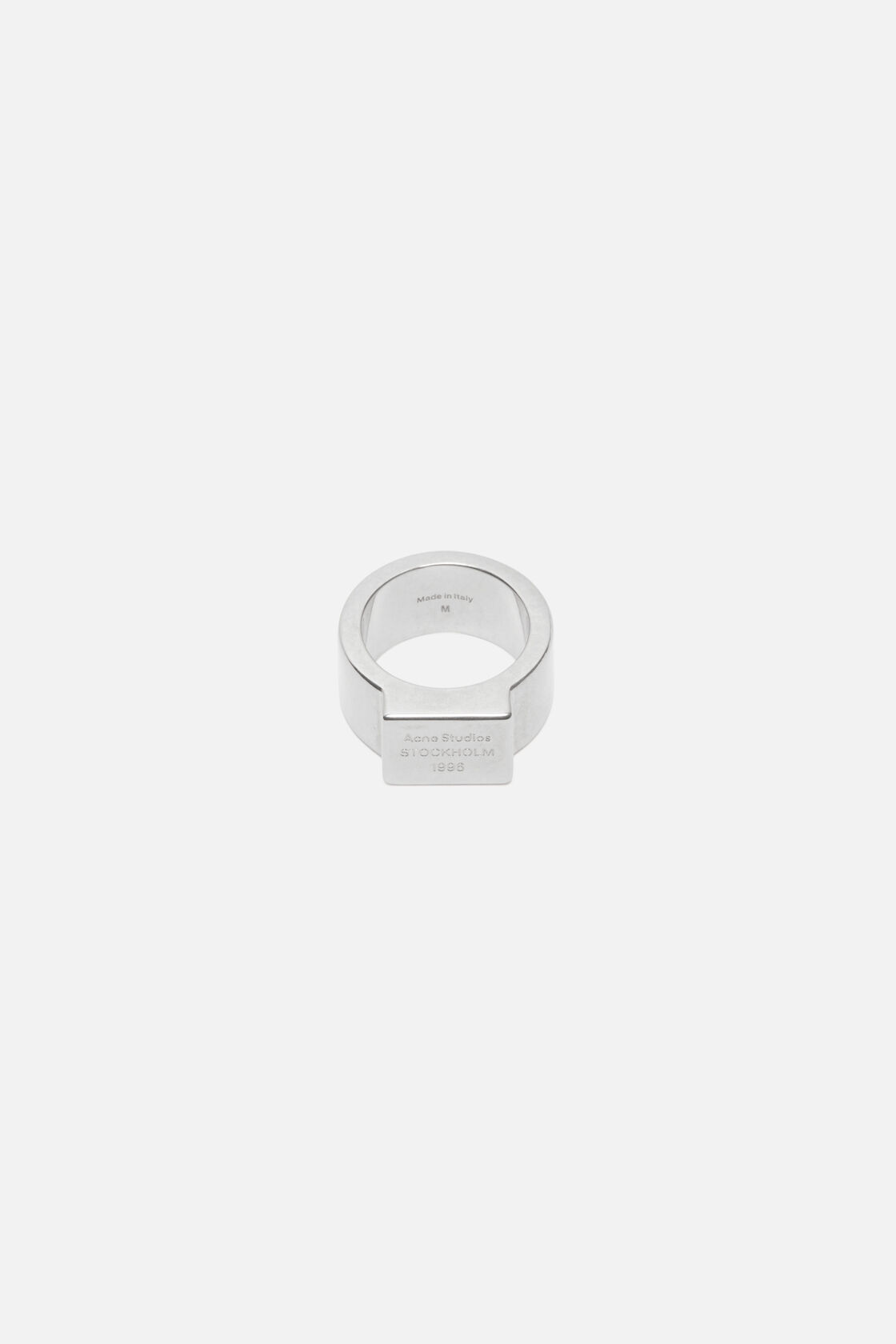 Logo engraved signet ring, Semi matt silver, 2000x