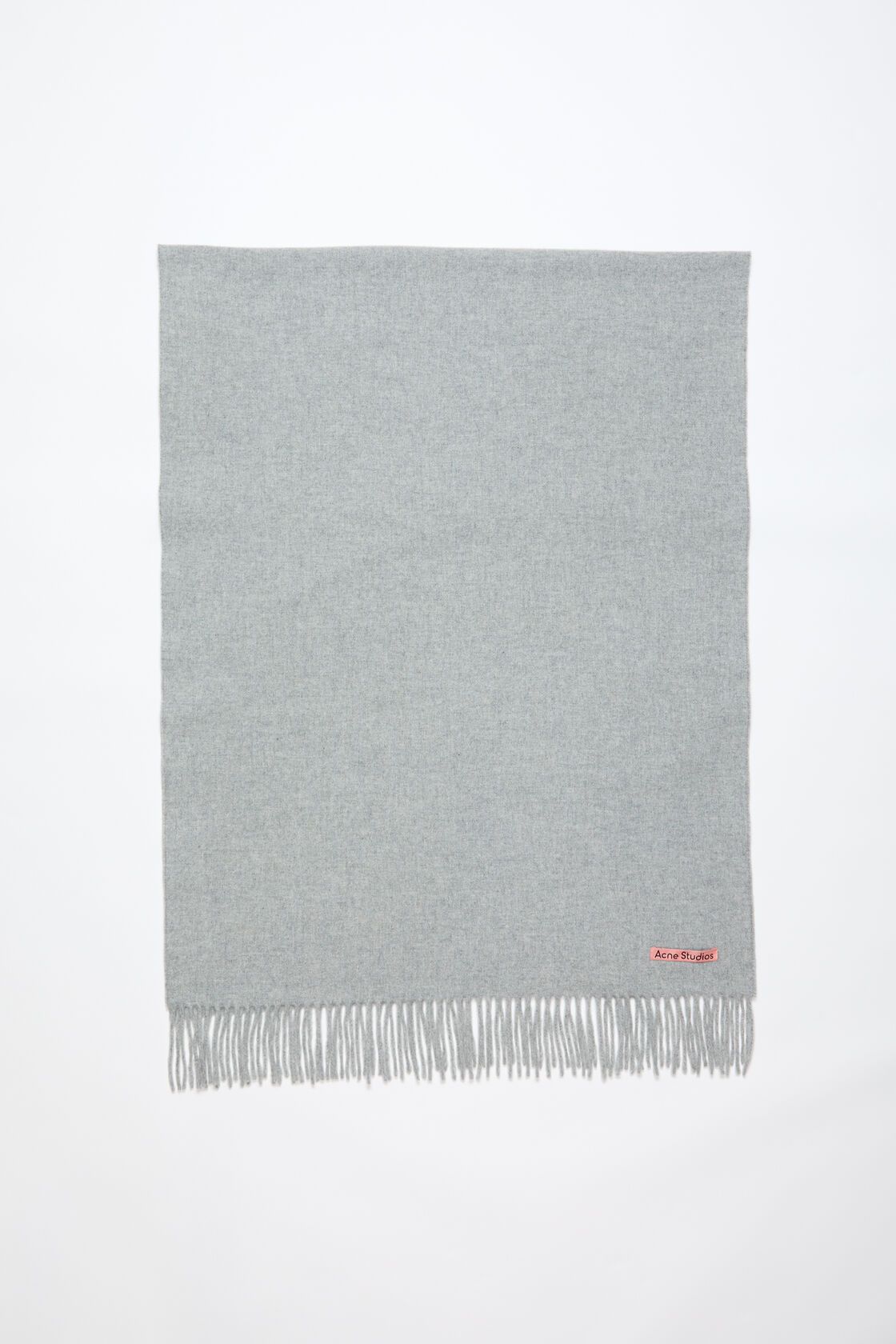 Fringe wool scarf - oversized, Light Grey Melange, 2000x