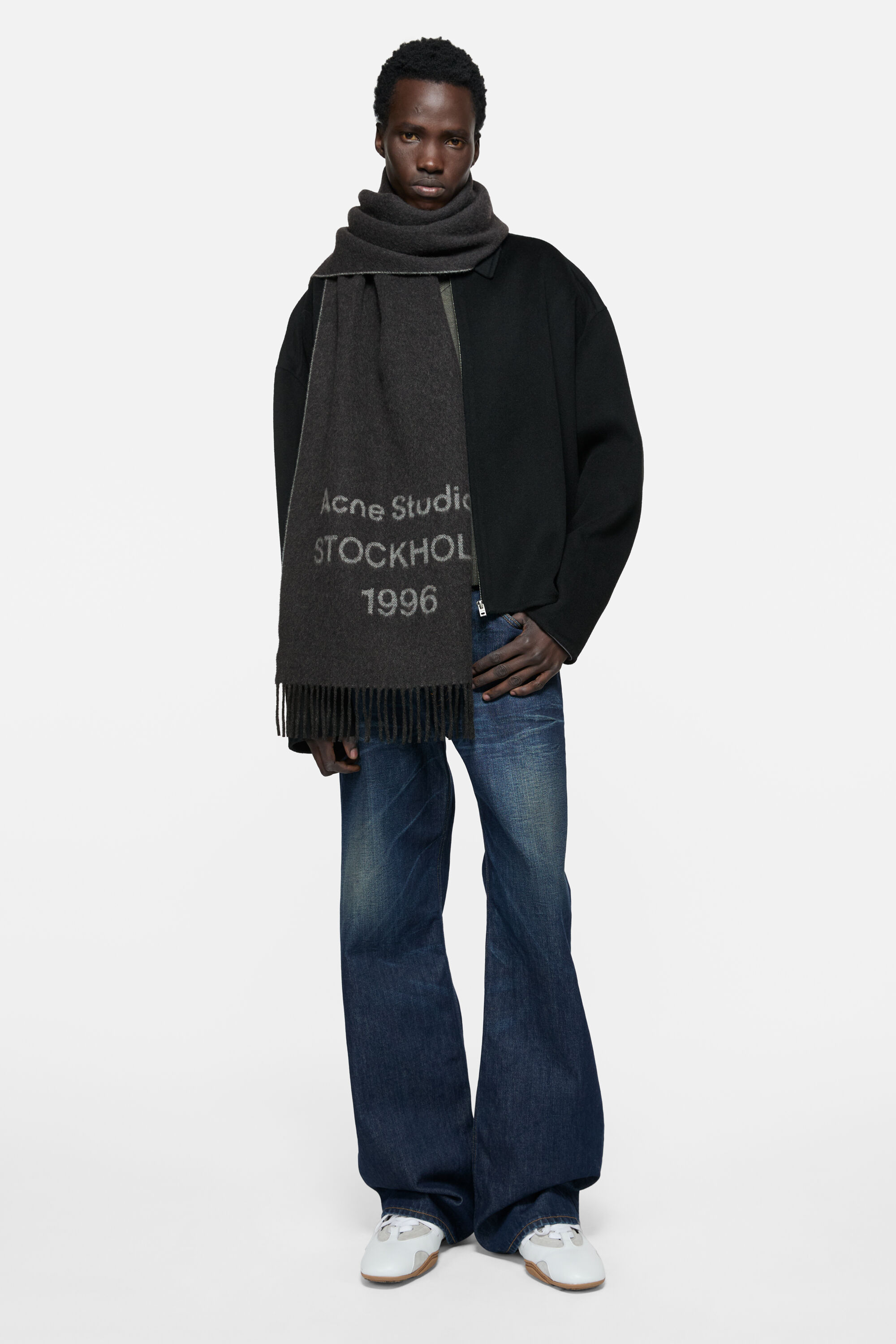 Acne Studios - ロゴスカーフ - ワイド - ブラック/ホワイト