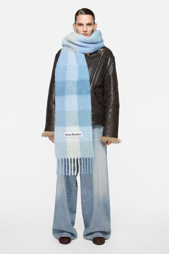 Acne Blue Check Scarf Acne Studios Mohair Checked Scarf Light Blue