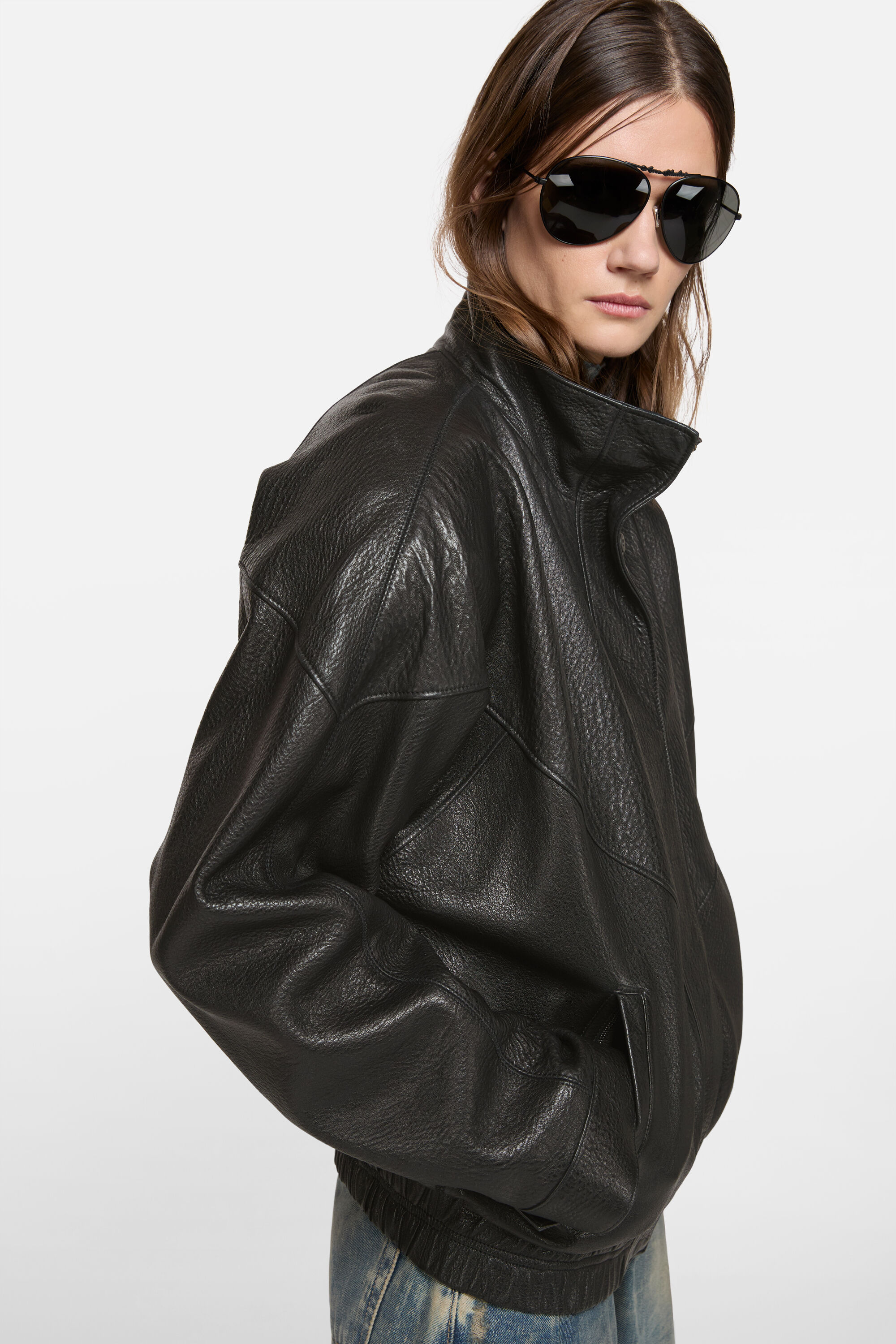 Acne Studios - Leather logo blouson - Black