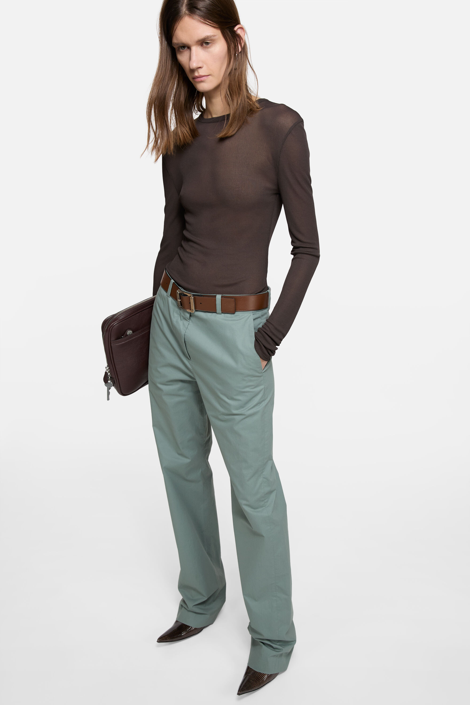 Acne Studios - Coated twill suit trousers - Eucalyptus green