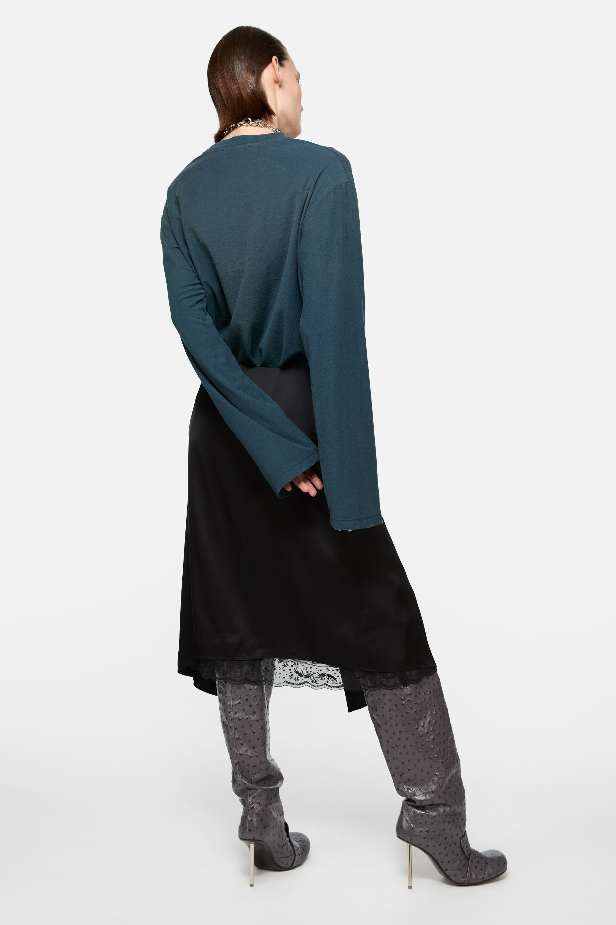 Acne Studios - サテンフリルスカート - ブラック