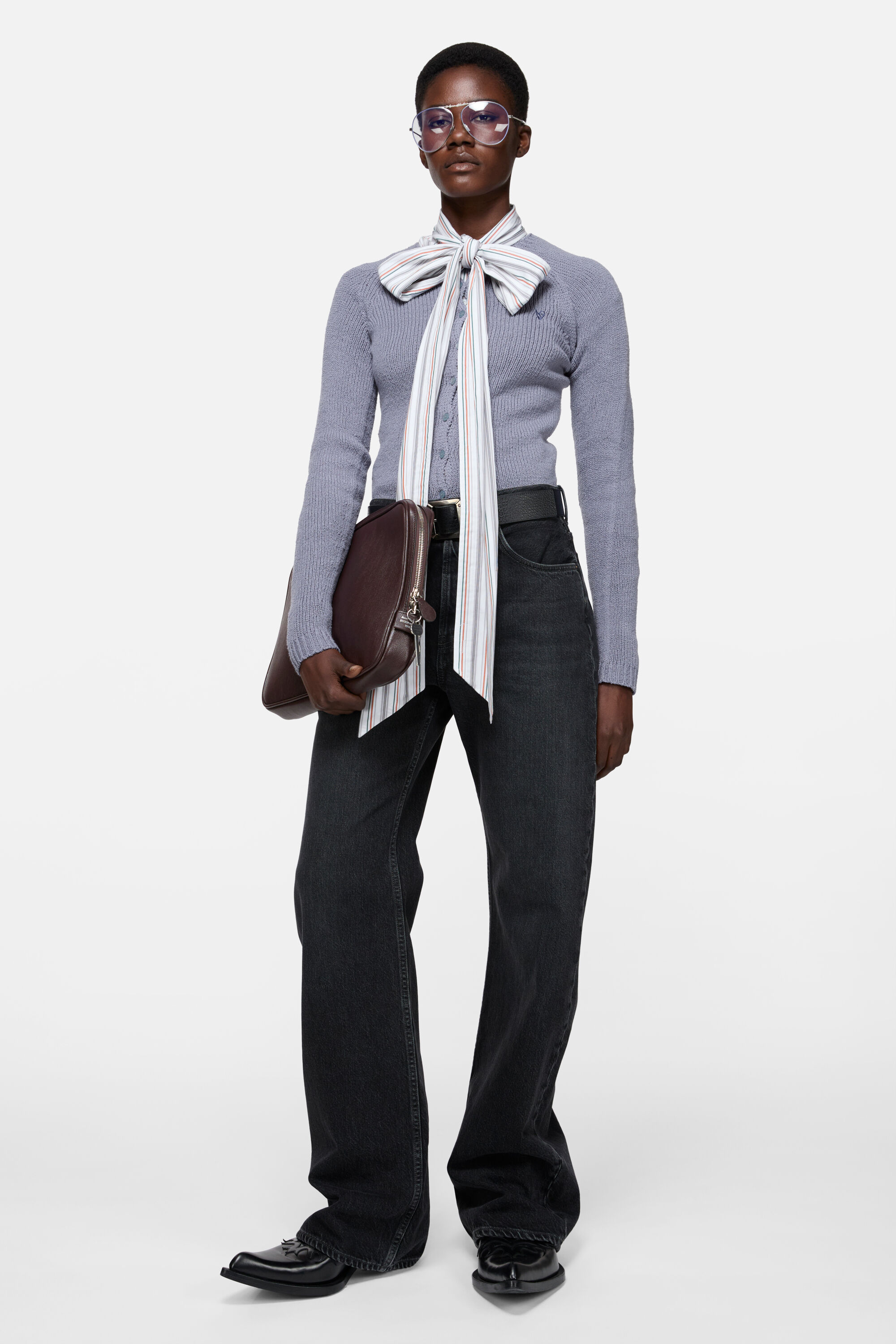 Acne Studios ボタンアップ カーディガン Acne Studios - ボタンアップ カーディガン - スチールブルー