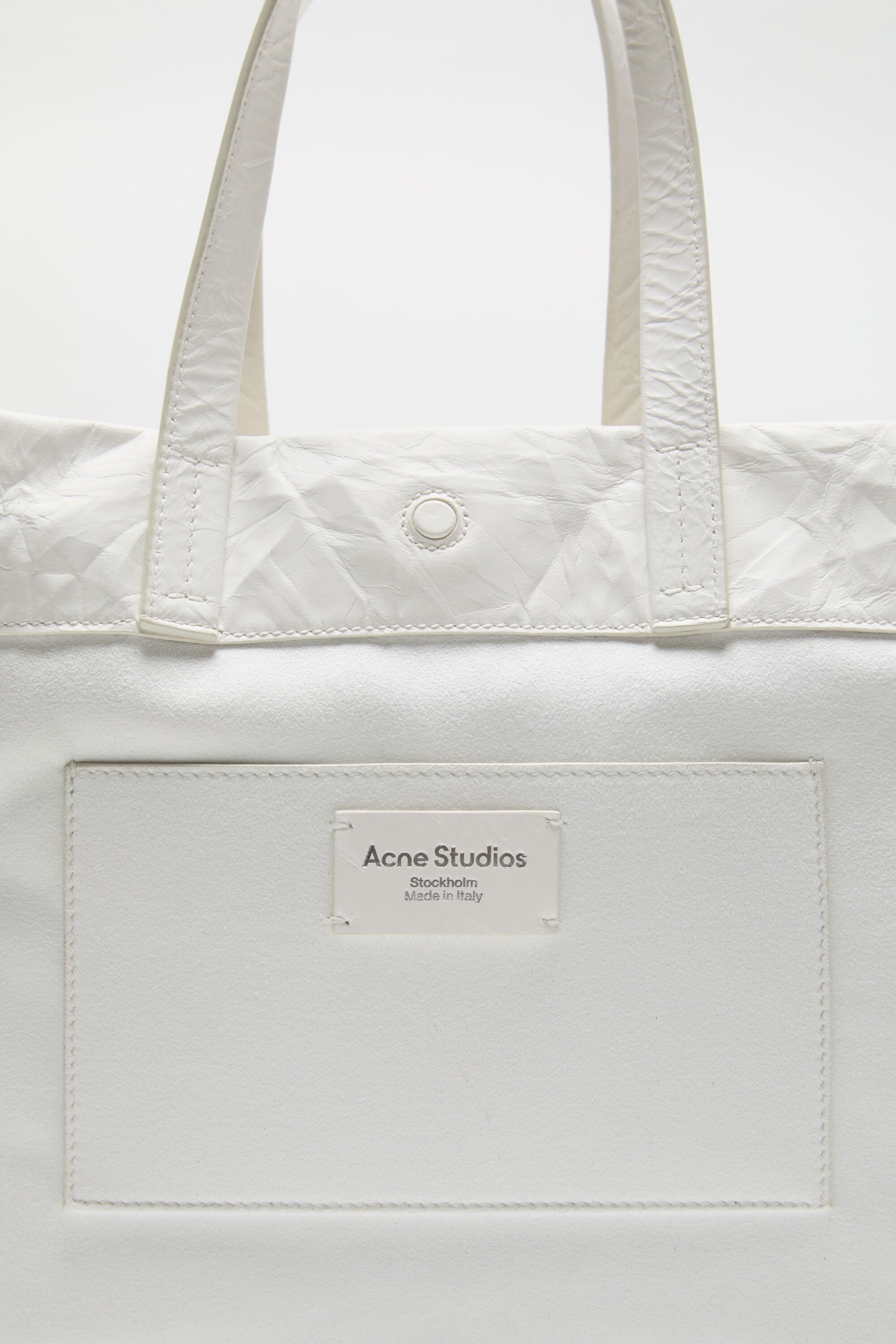 Acne Studios - Leather tote with logo - White