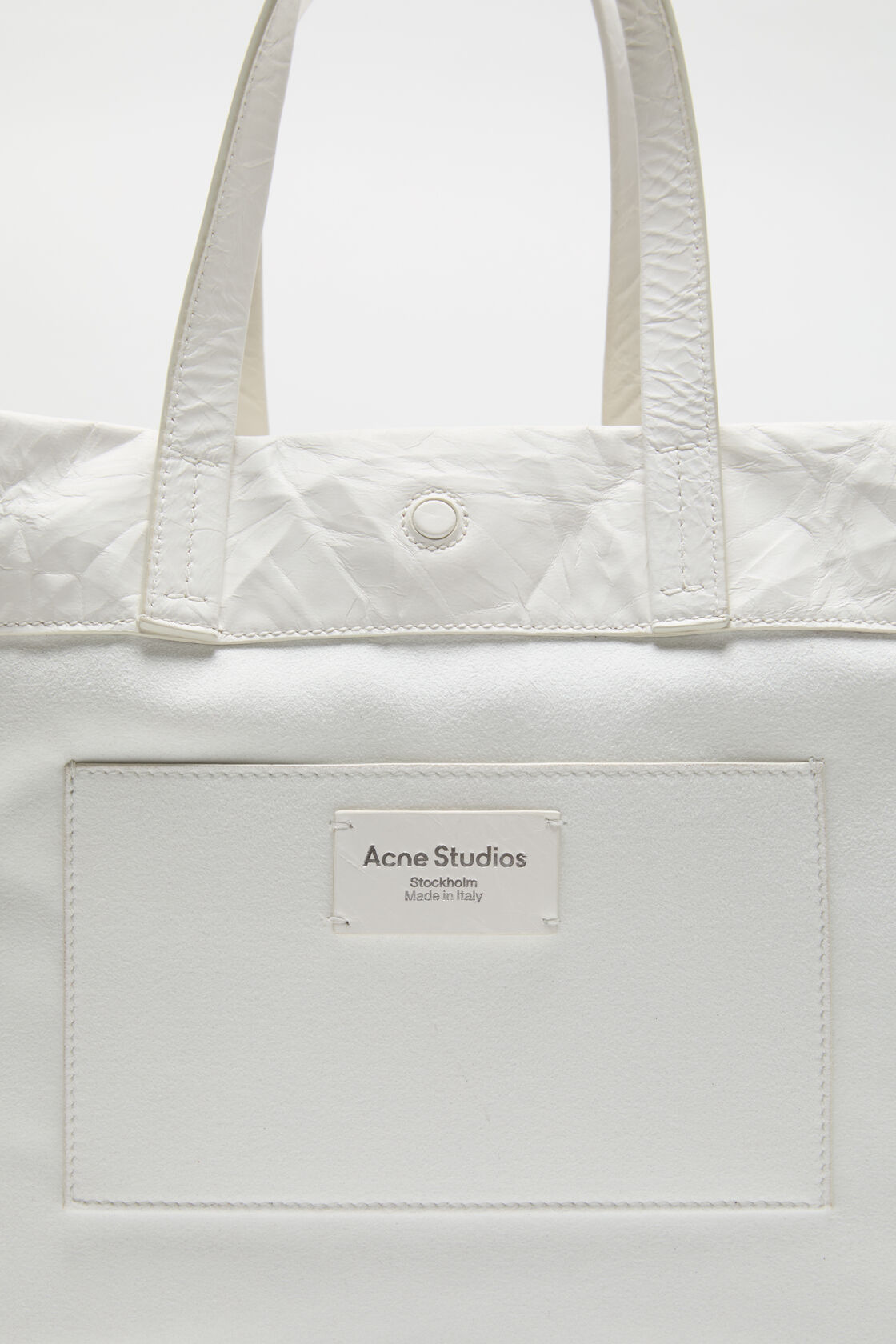 Leather tote with logo, White, 2000x