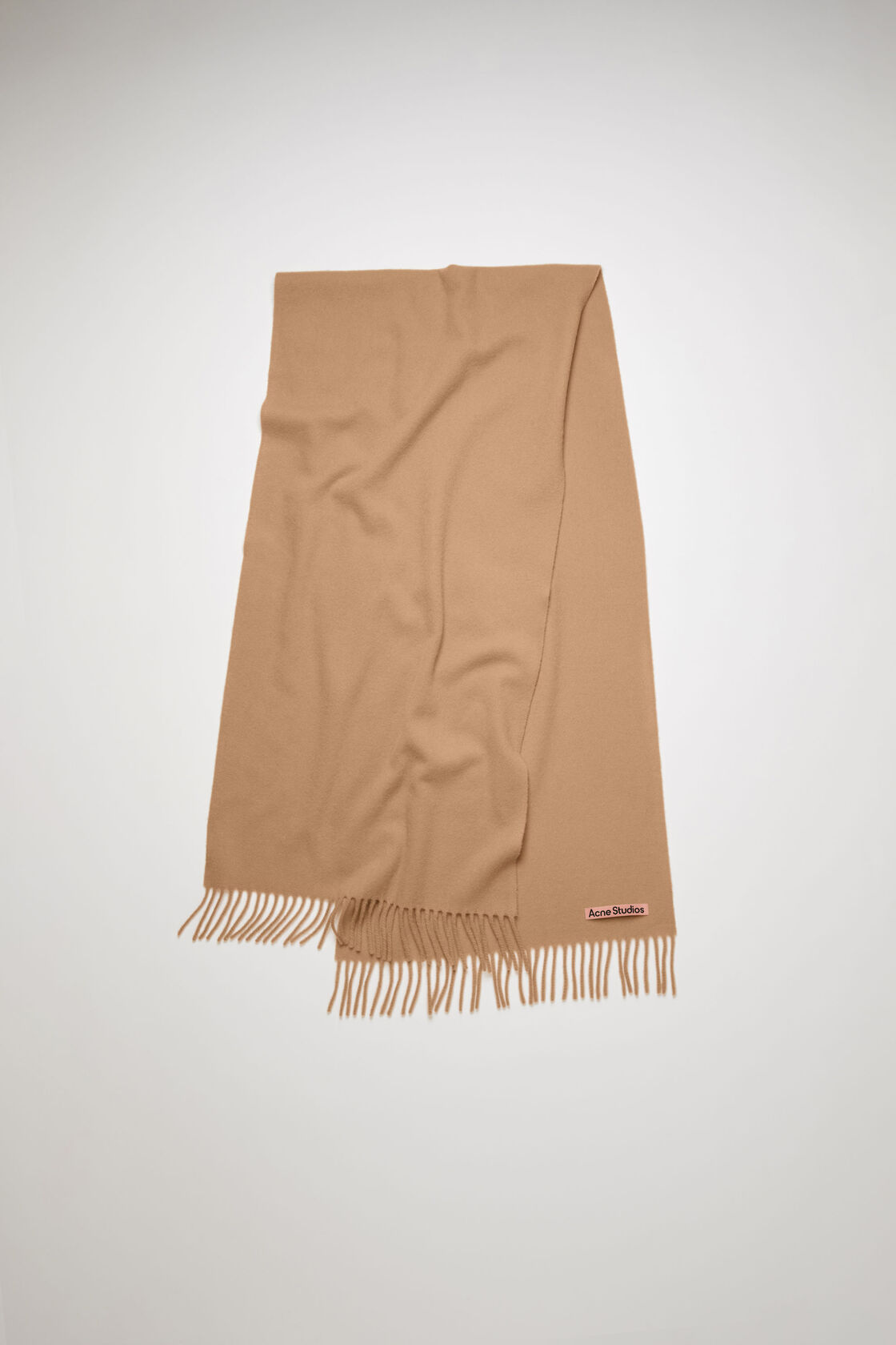 Fringe wool scarf, Camel brown, 2000x