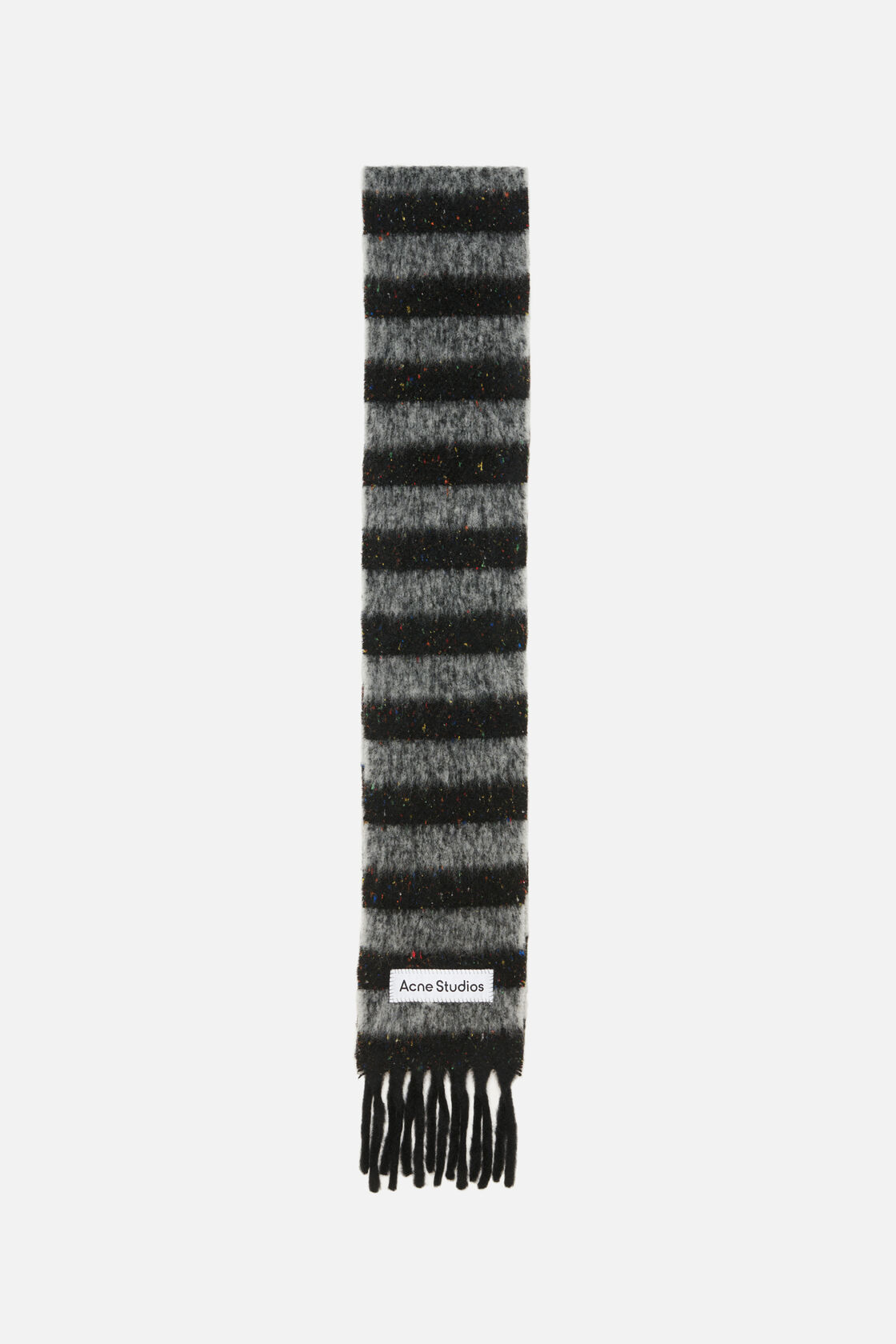 Fringed wool scarf - skinny, Black/grey, 2000x