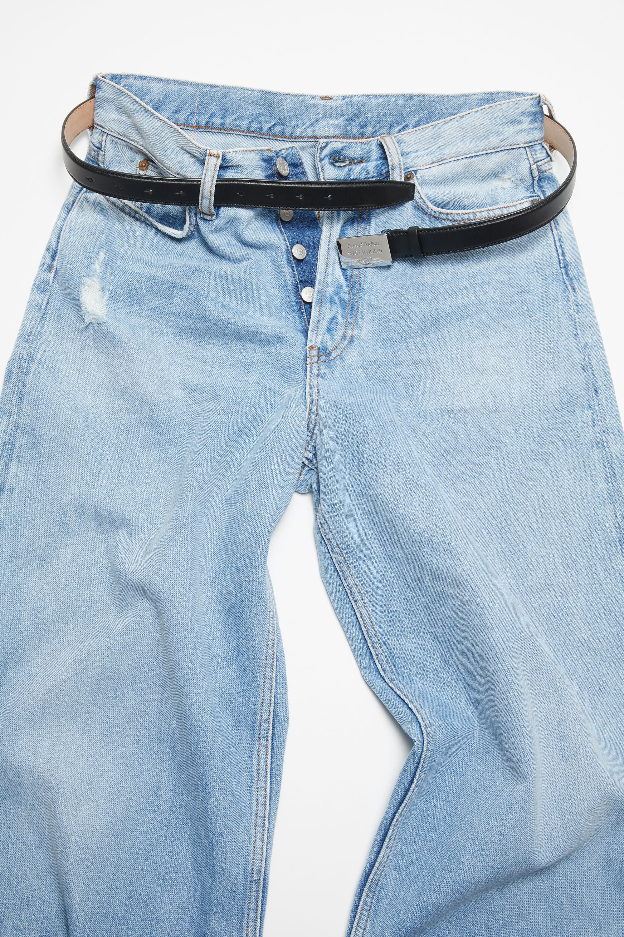 【新品未使用】Acne Studios ブラックレザーベルト Sサイズ Acne Studios - ロゴ刻印入りレザーベルト - ブラック