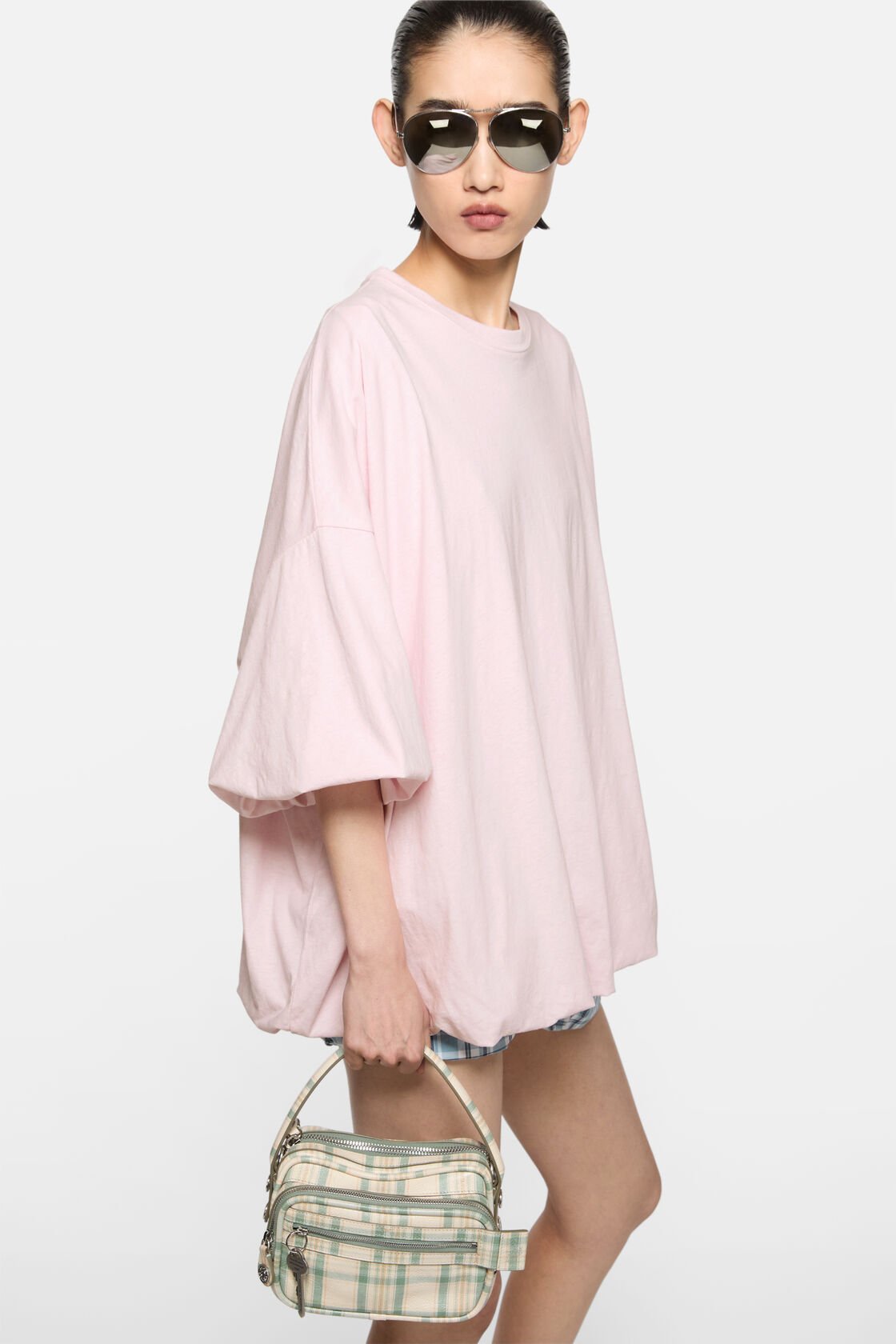 Gathered logo t-shirt, Baby pink, 2000x