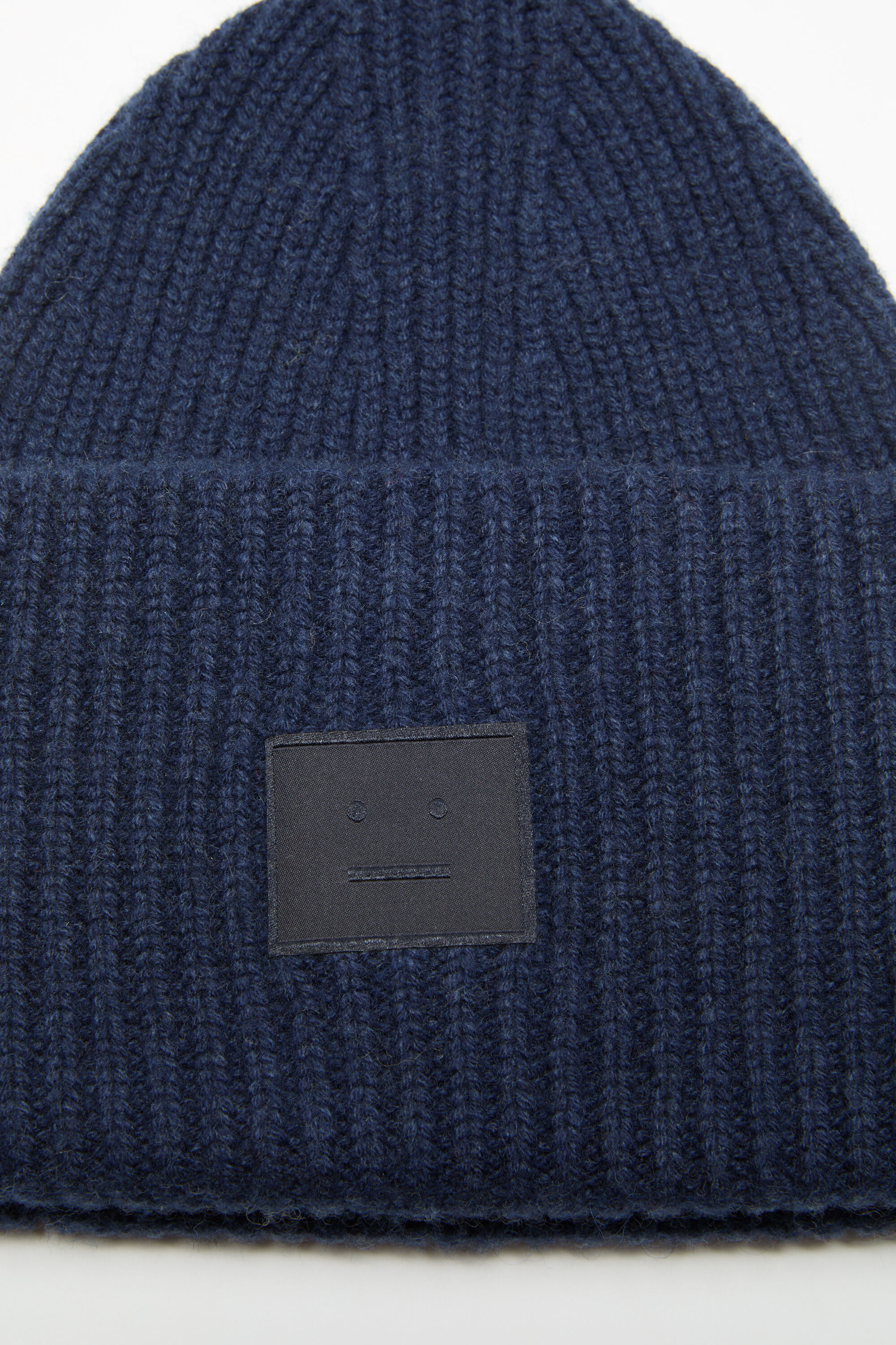 Acne Studios - Large face logo beanie - Yak - Navy melange