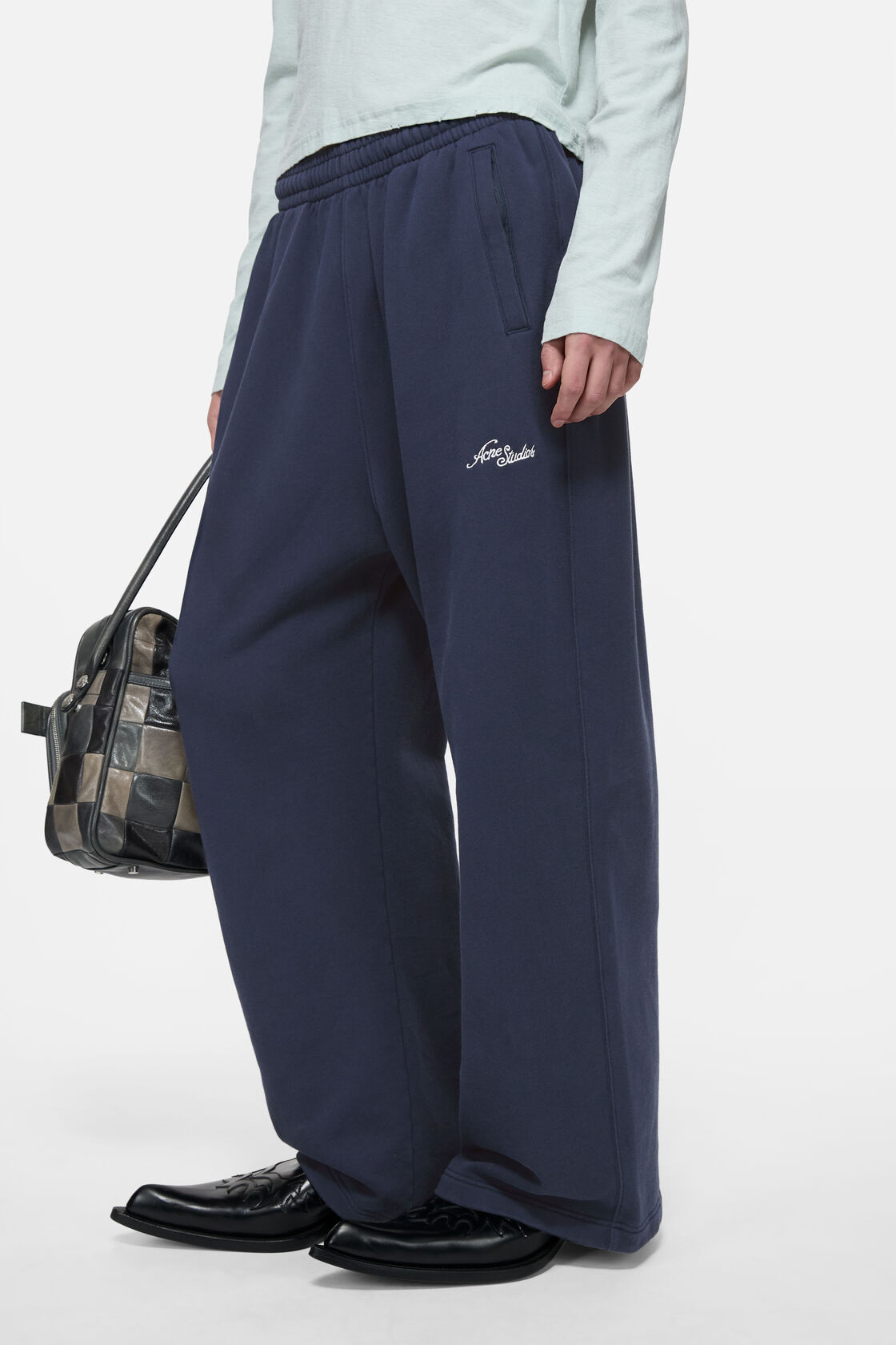 Fleece sweatpants with logo, Dark navy, 2000x