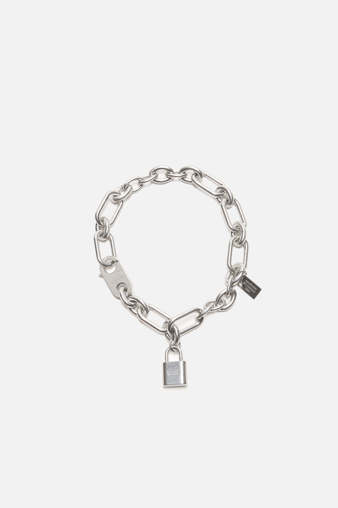 Padlock chain necklace, Semi matt silver, 2000x