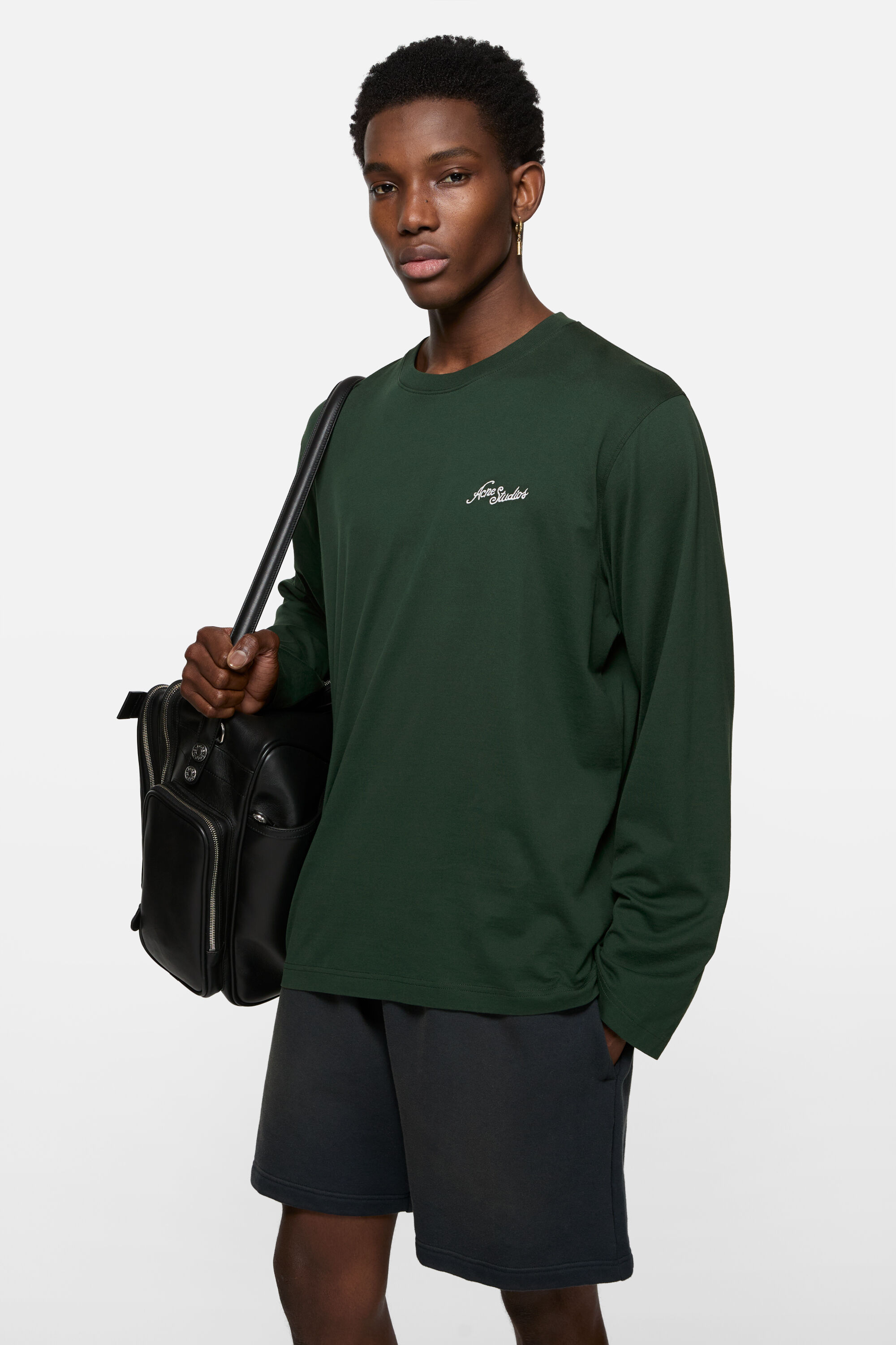 Acne Studios - ロゴジャージーTシャツ - Dark green