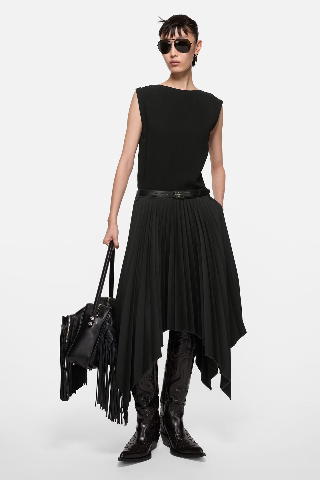 Layered midi dress, Black, 2000x