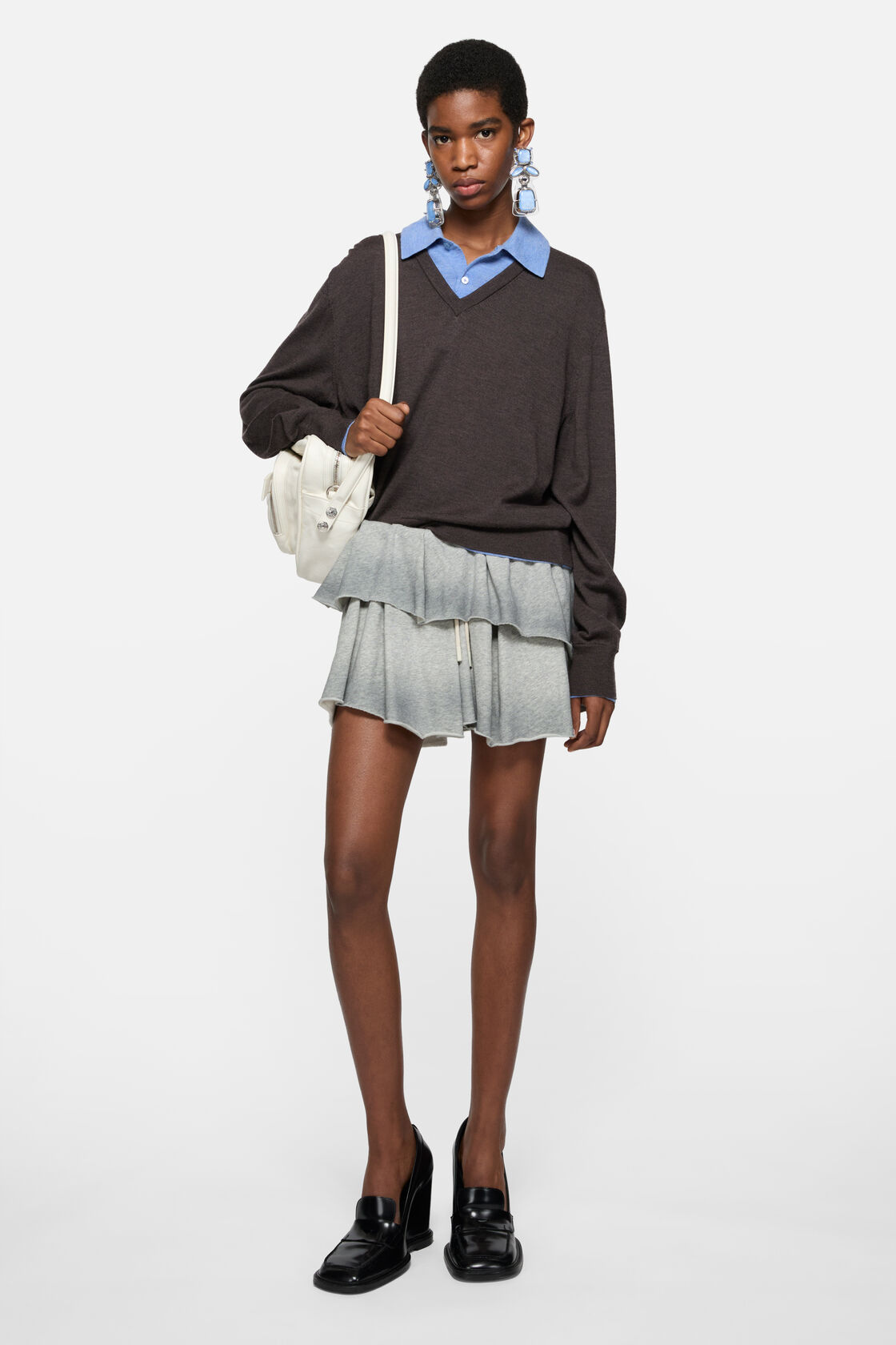 Fleece mini skirt, Grey Melange, 2000x
