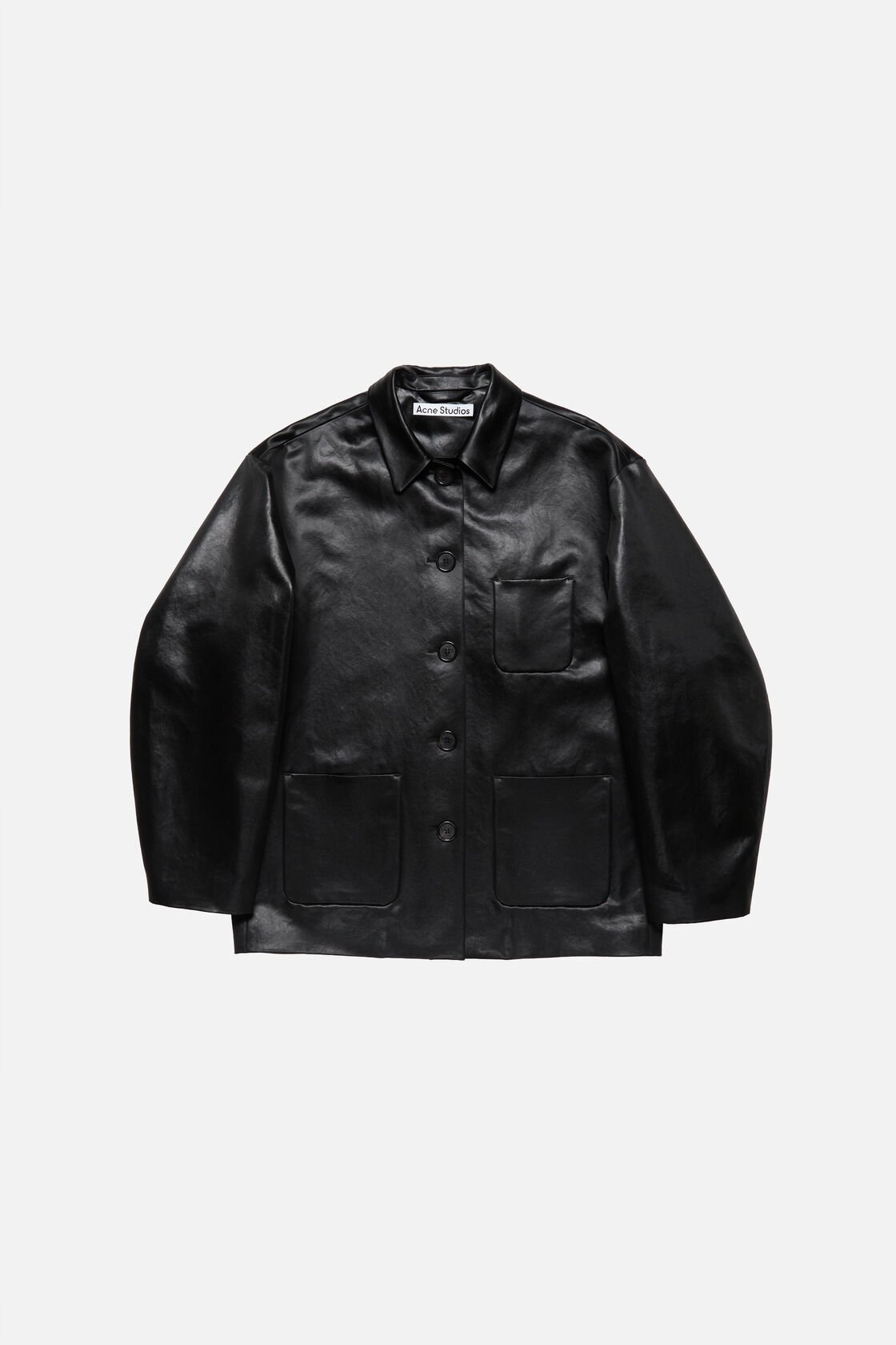 緞面標誌外套式襯衫, 黑, 2000x