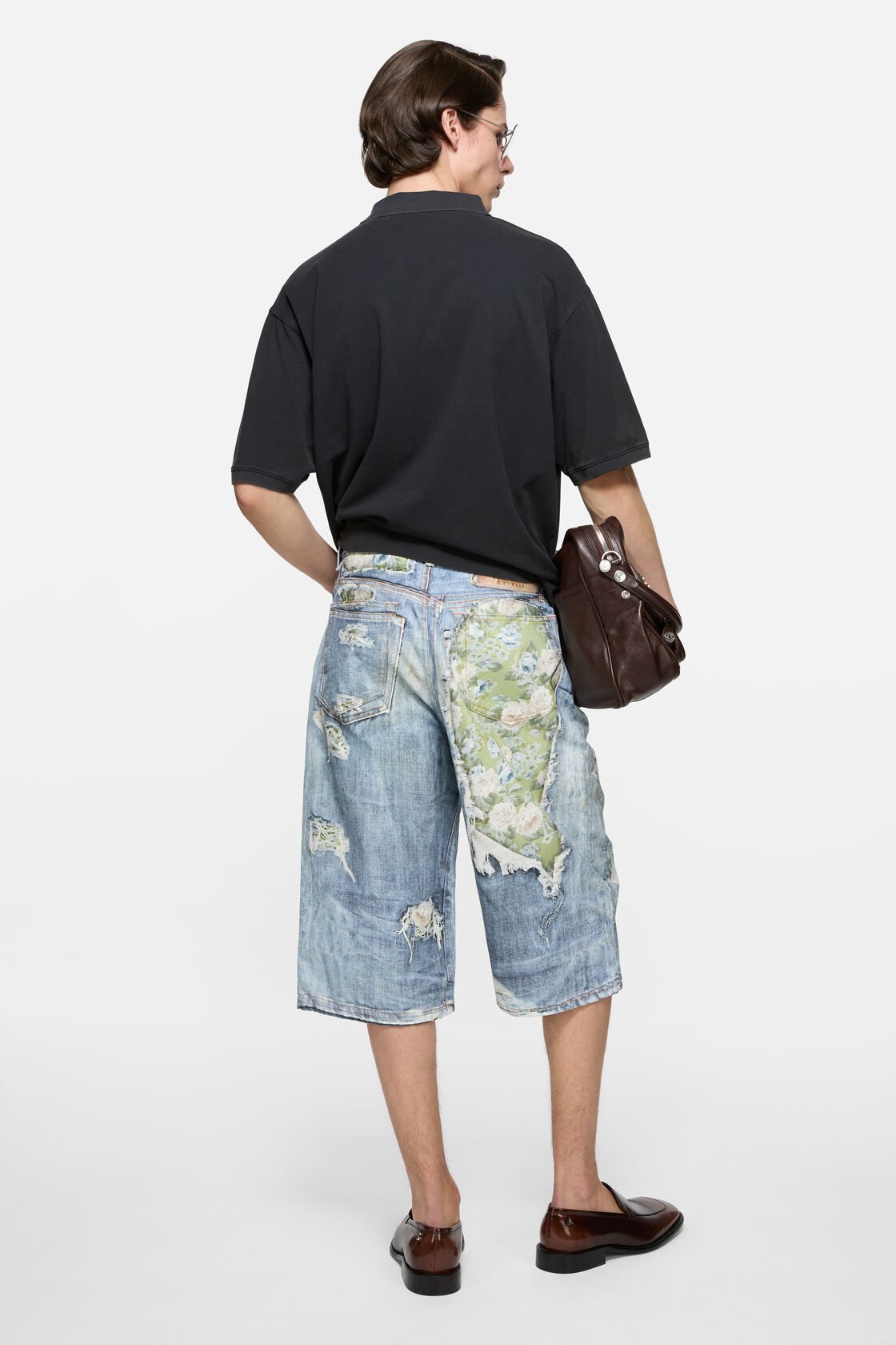 Trompe-l&rsquo;&oelig;il denim shorts, Blue/green, 2000x