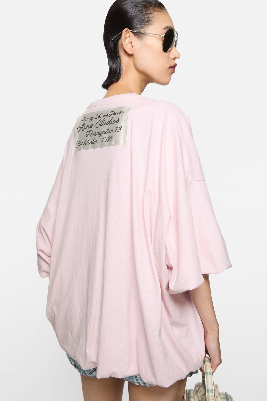 Gathered logo t-shirt, Baby pink, 2000x