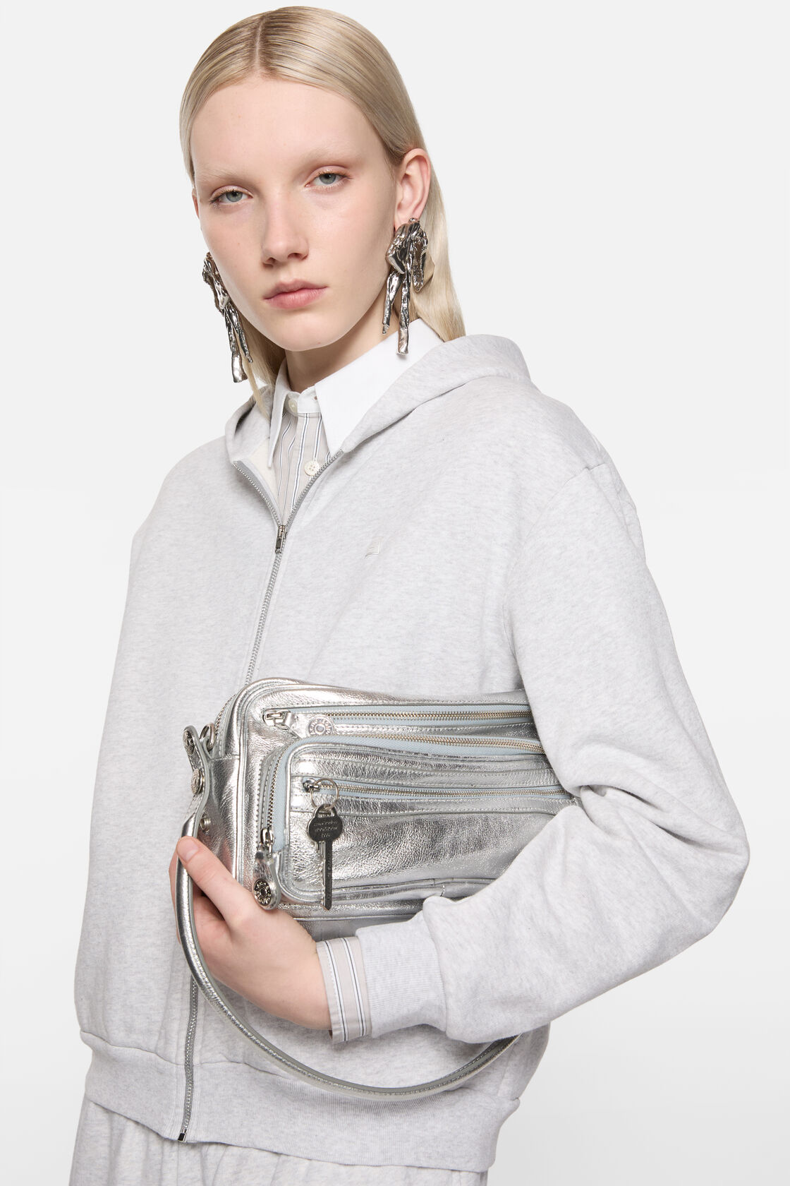 連帽拉鏈運動衫, 淺混灰色, 2000x