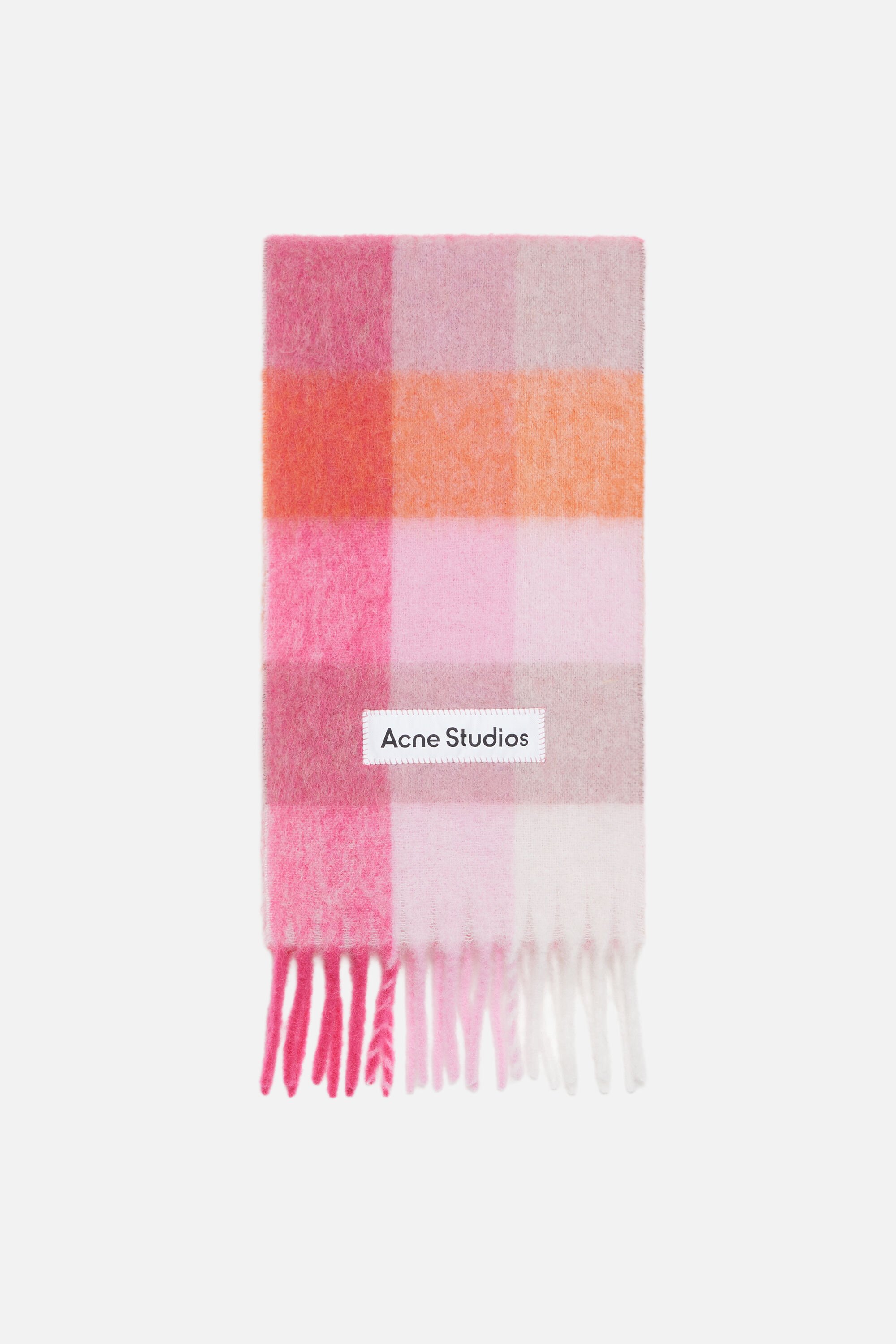 Acne Studios - モヘアチェックスカーフ - Pink/Fuchsia/White
