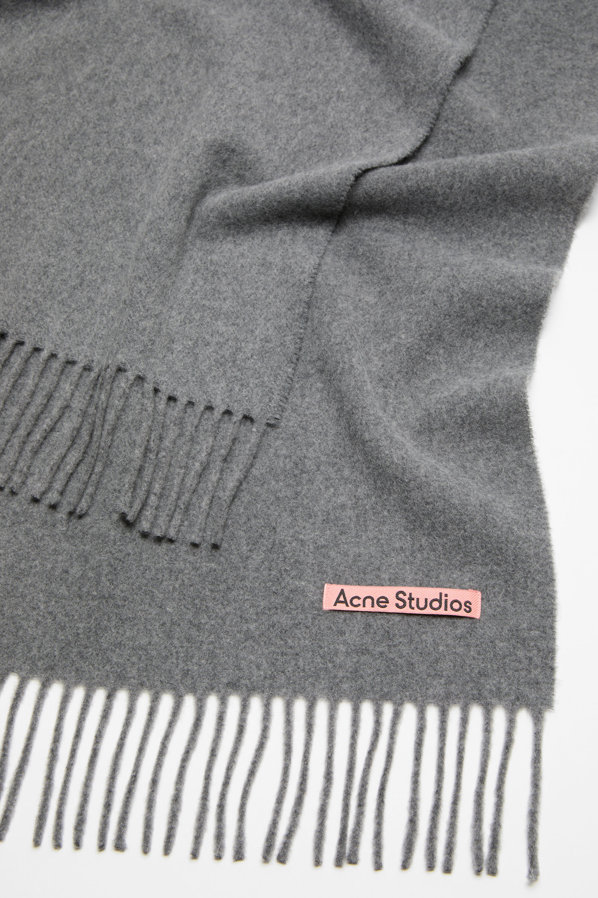 Acne Studios - カシミアフリンジスカーフ - ナロー - グレーメランジ