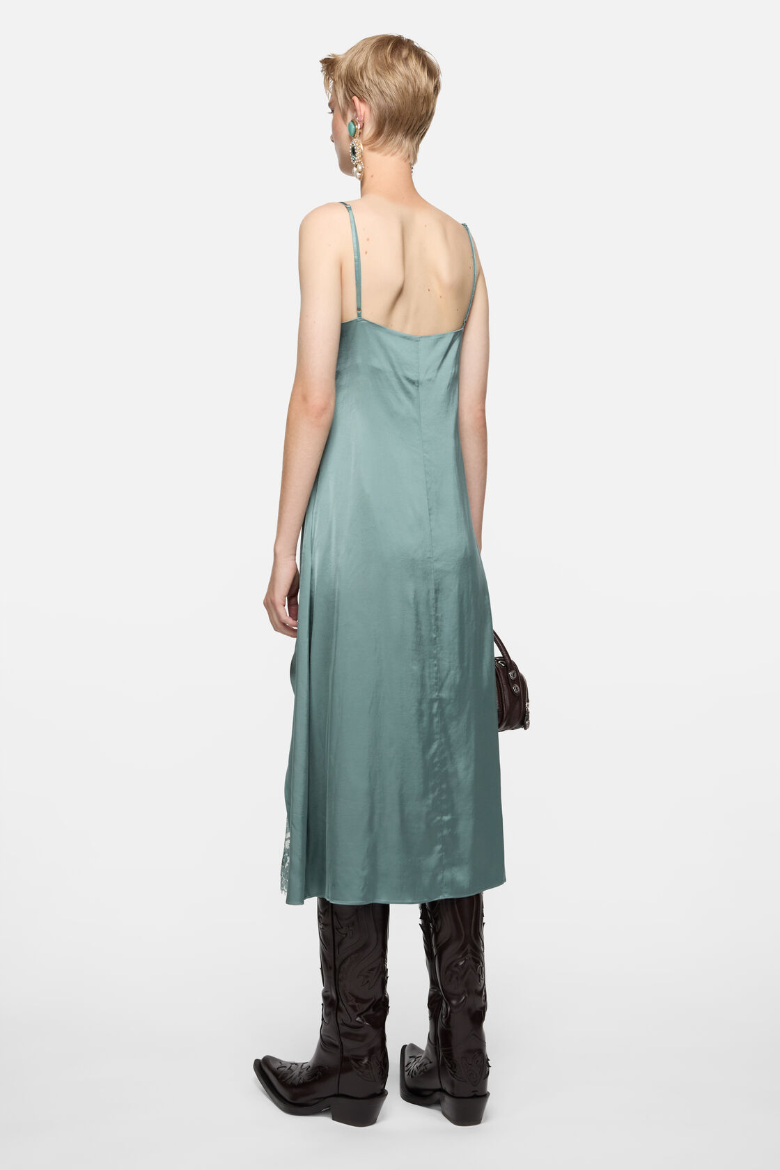 Satin dress, Sage green, 2000x