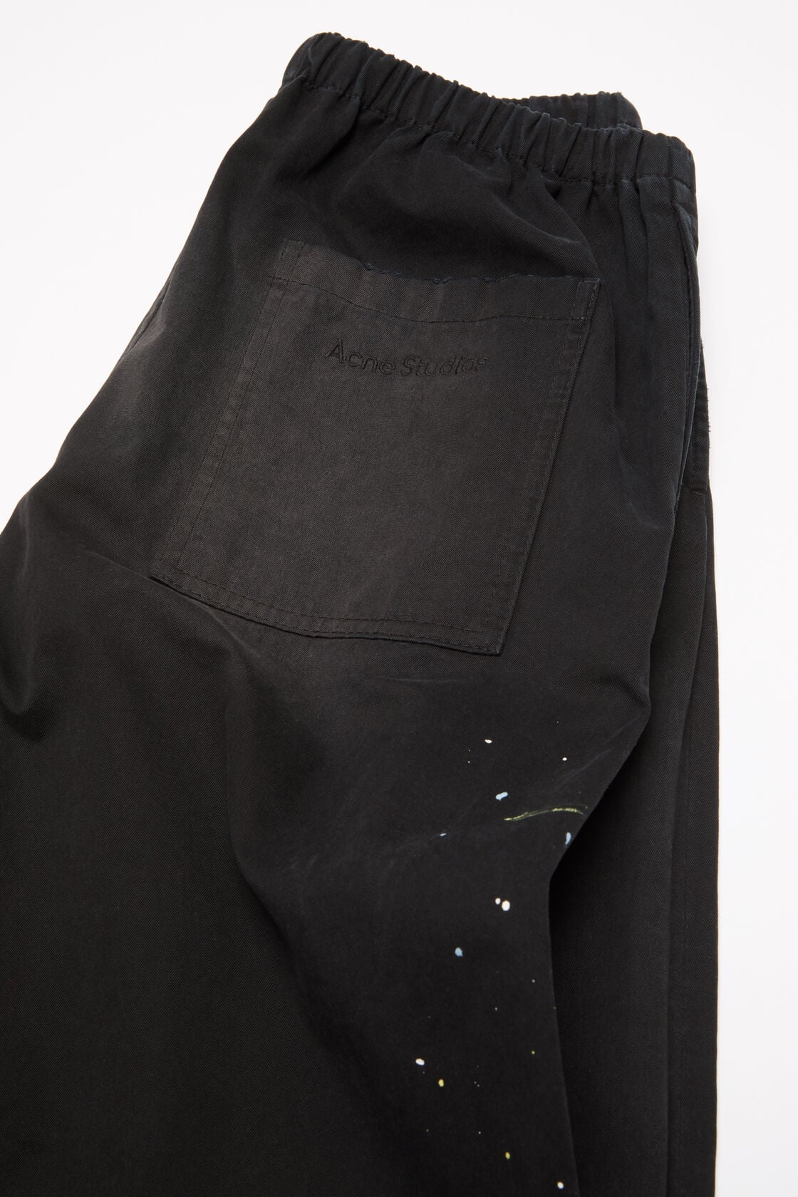 Washed cotton trousers, Black, 2000x
