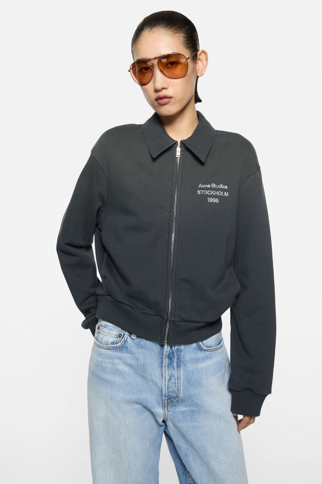 Cardigan with collar, Faded black, 2000x