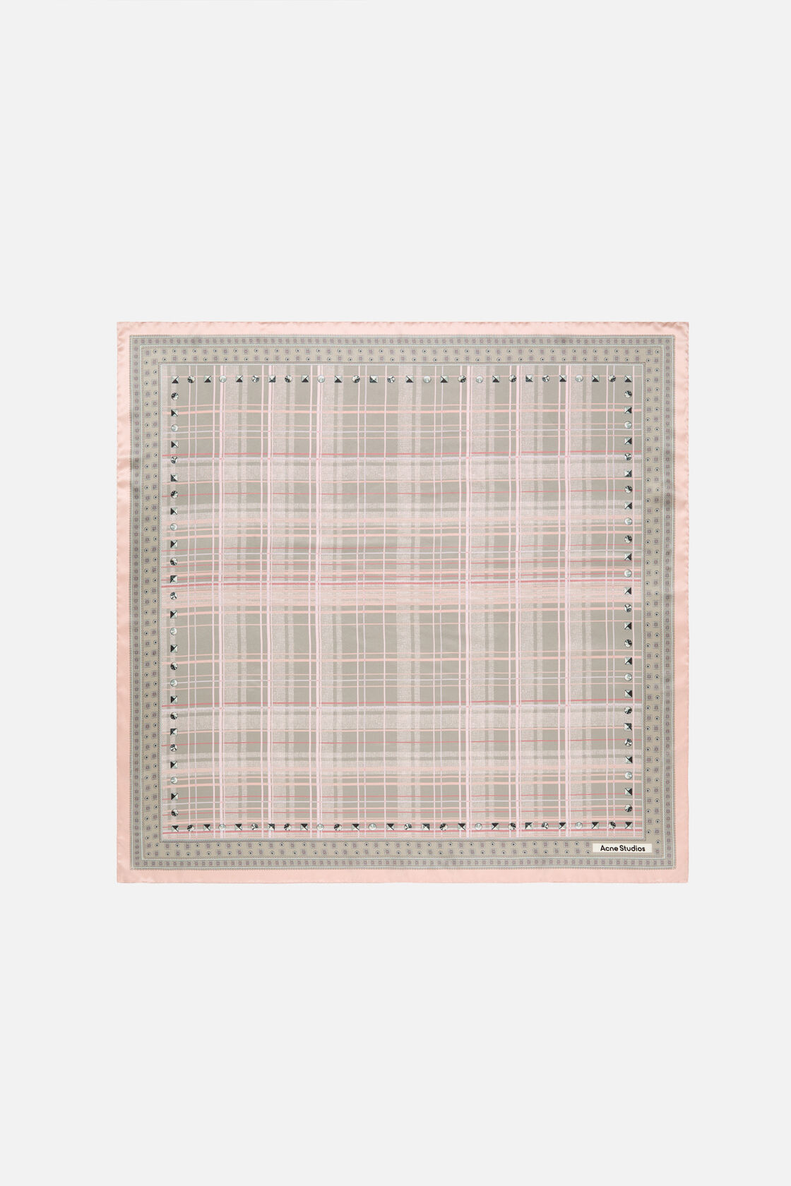 Checkered silk scarf, Pink/taupe, 2000x