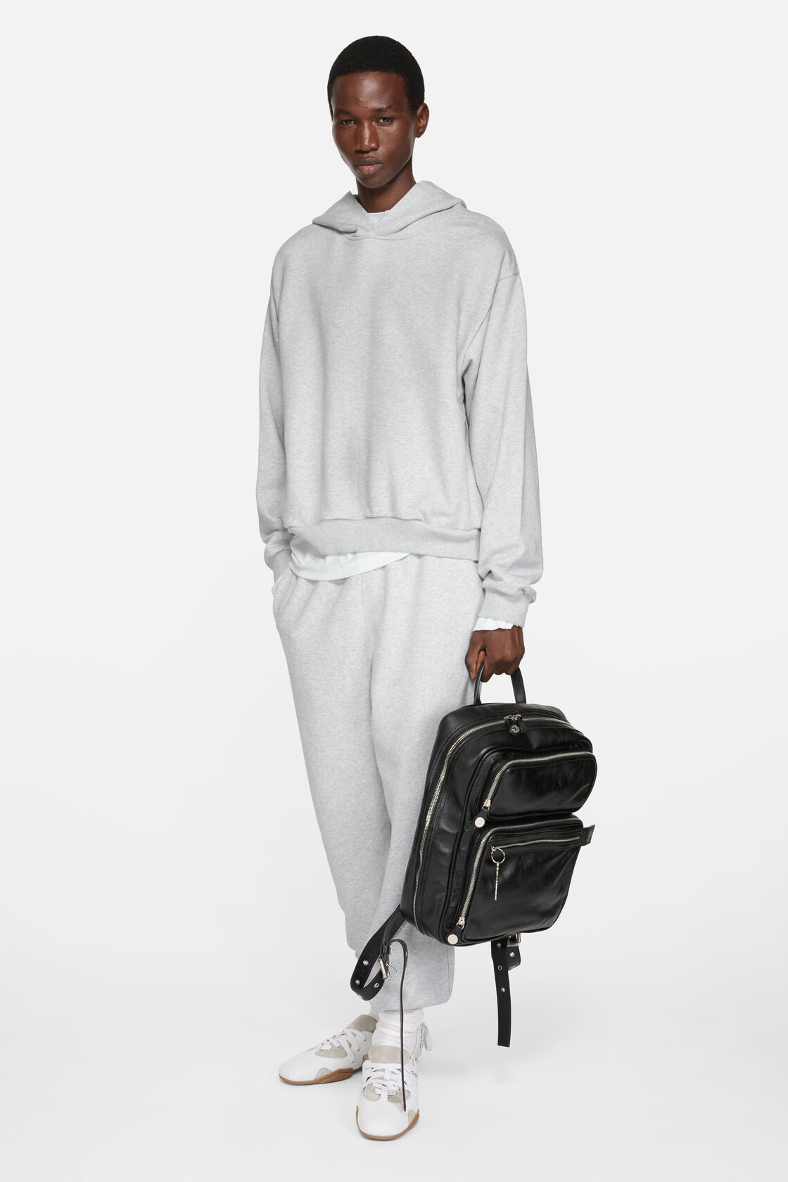 Logo hooded sweater, Pale Grey Melange, 2000x