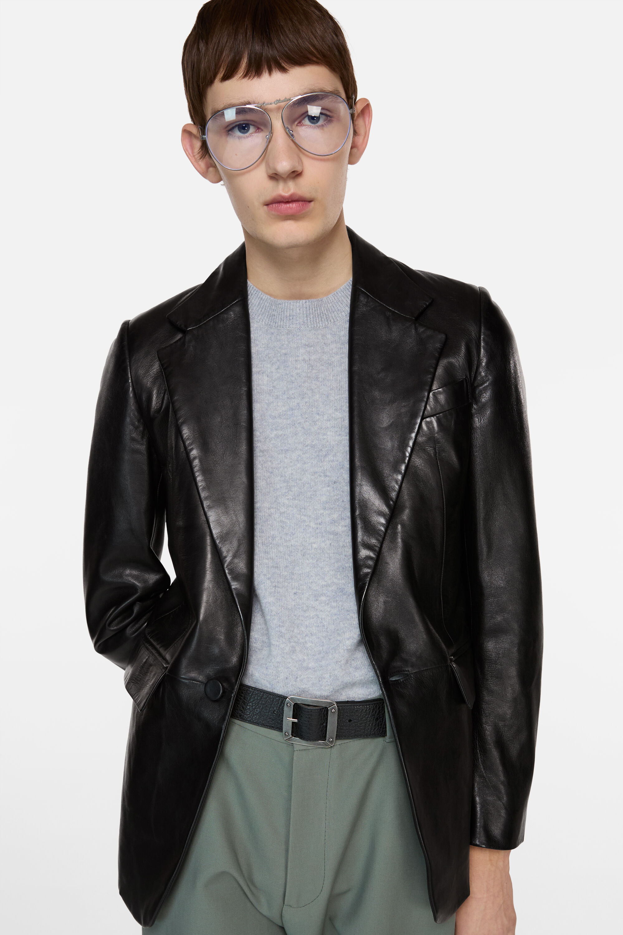 Acne Studios - Leather suit jacket - Black