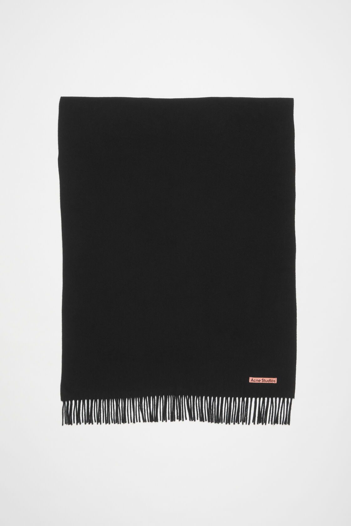 Fringe wool scarf - oversized, Black, 2000x
